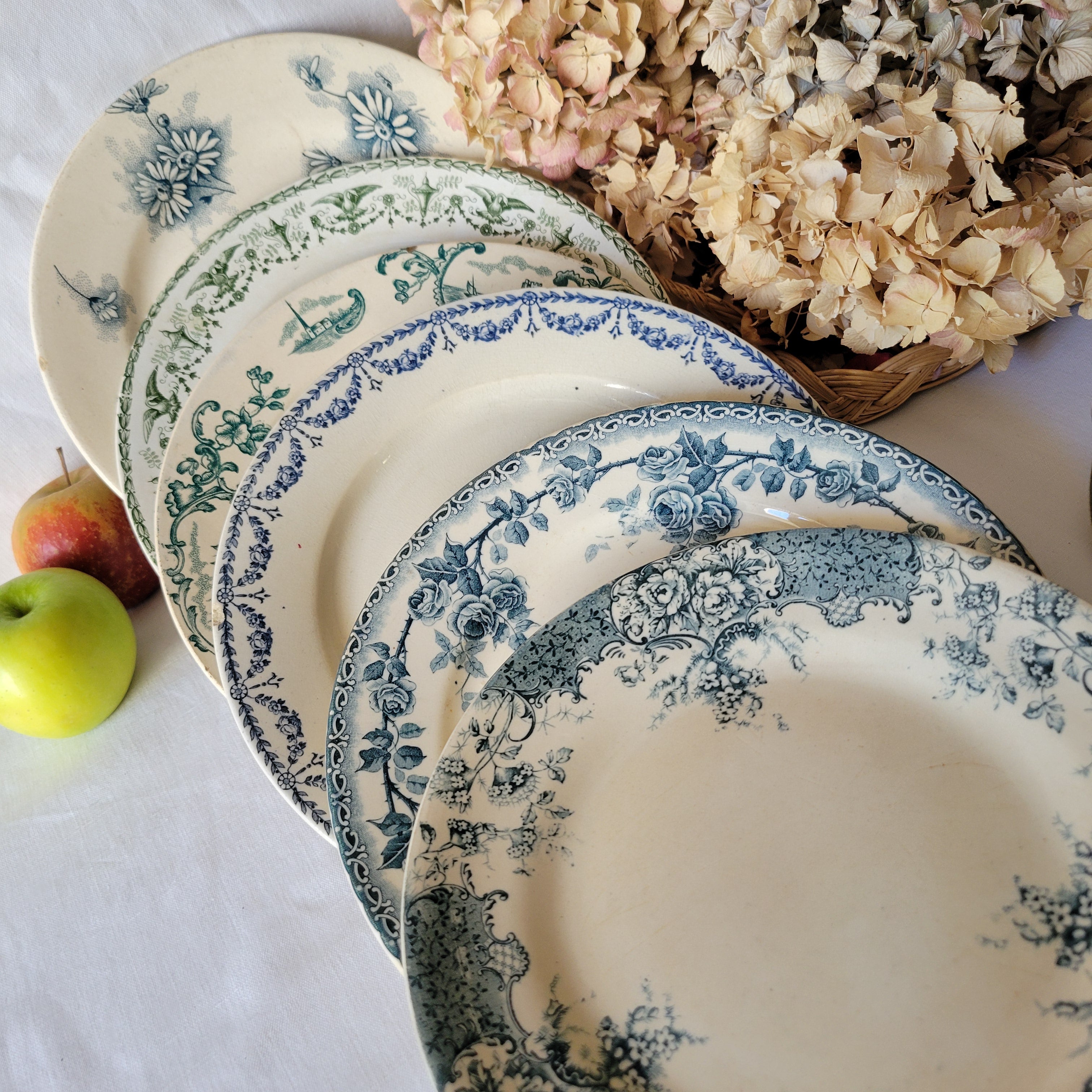 Mismatched French Antique Plates | Eclectic Tableware