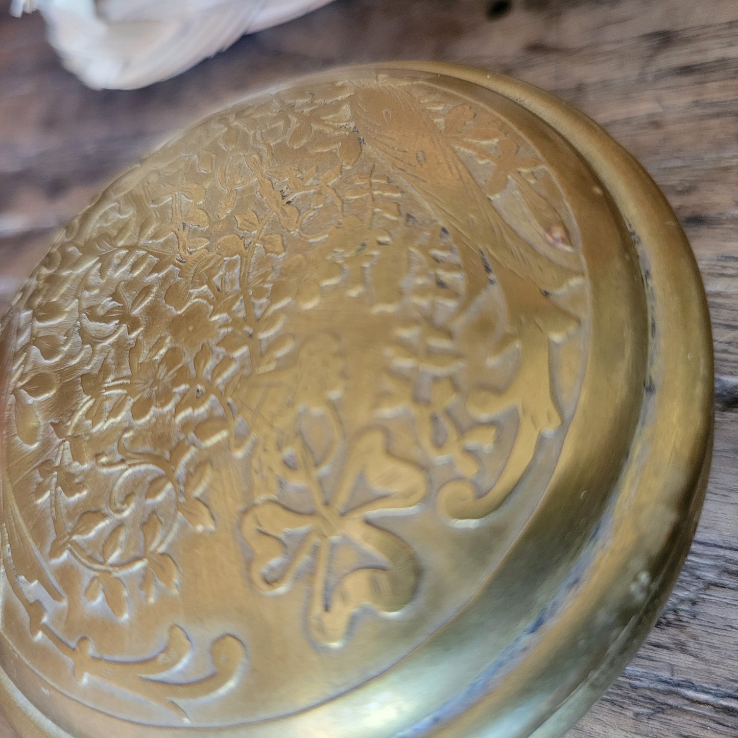 Antique Brass Trinket Box: Floral Embossed, Art Nouveau, France