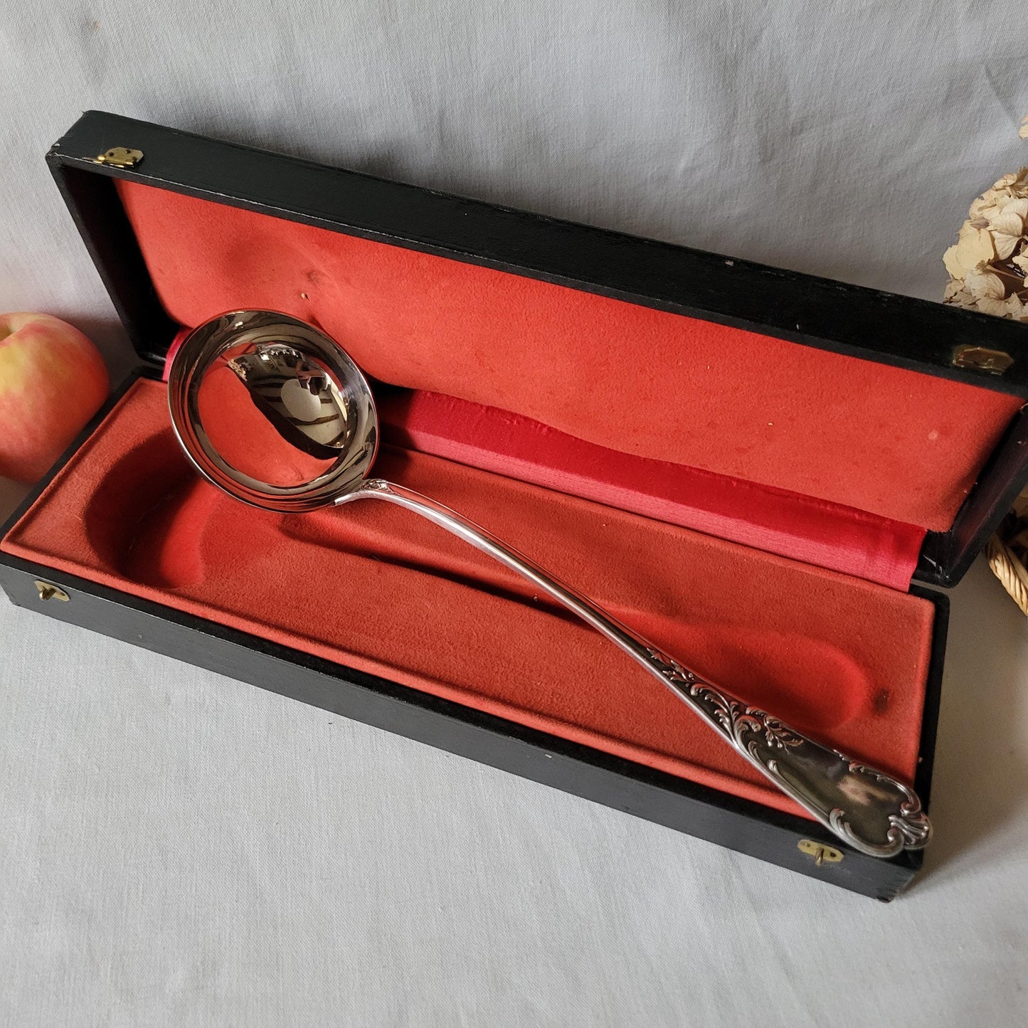 Antique Silver-Plated Ladle: French Rocaille Design, Parisian Server with Presentation Box