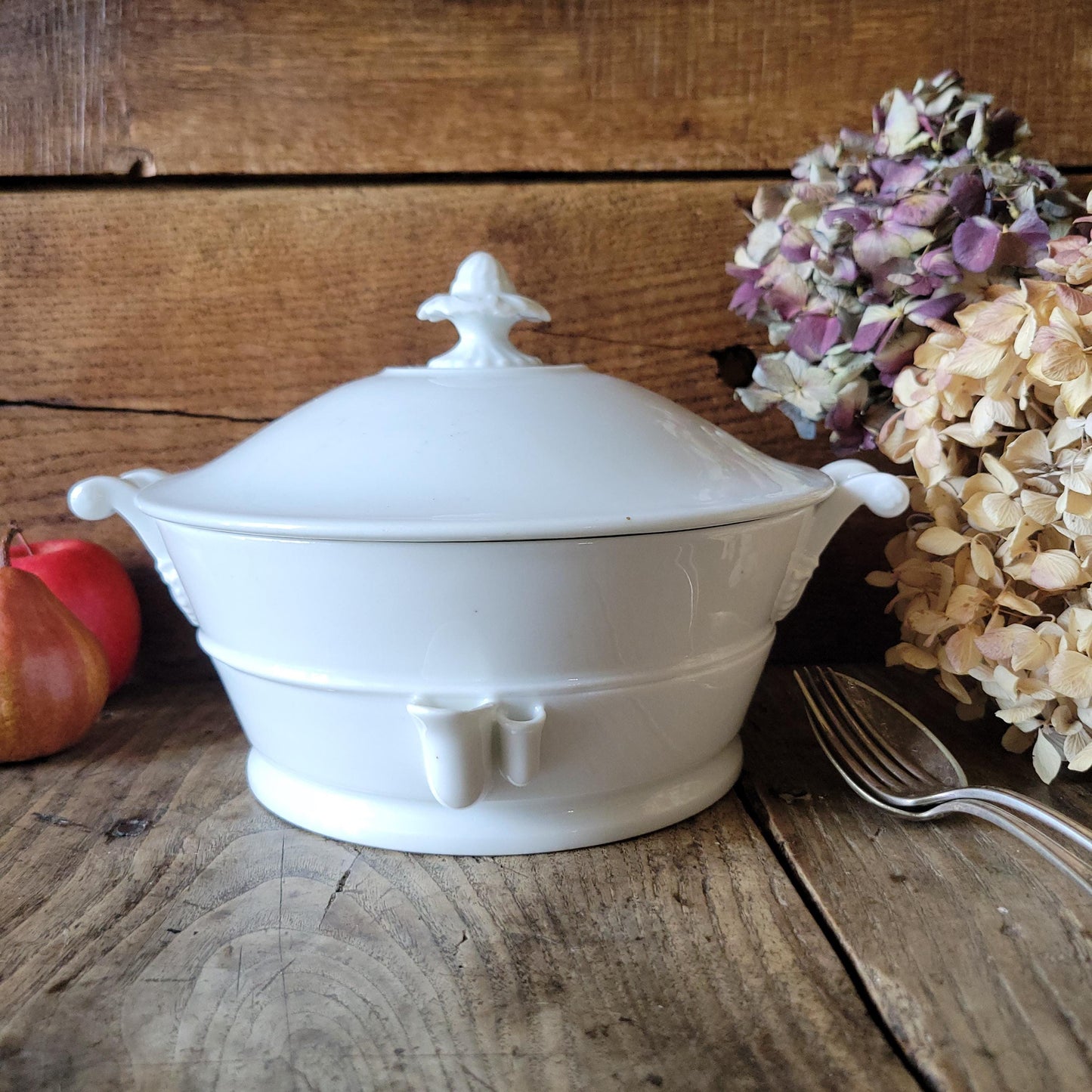 Rare antique Limoges white porcelain lidded hotplate soupiere / serving dish, c. 1910, France