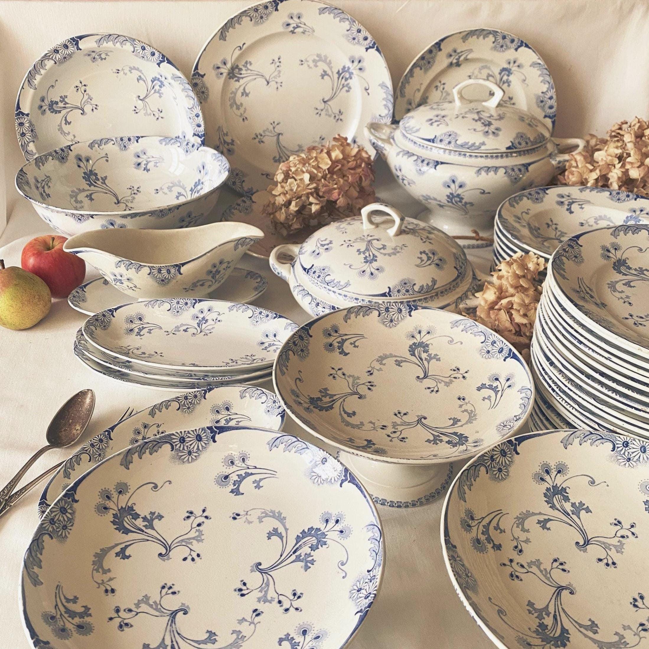 Brocanteuse Vintage French antique authentic heirloom plates tableware