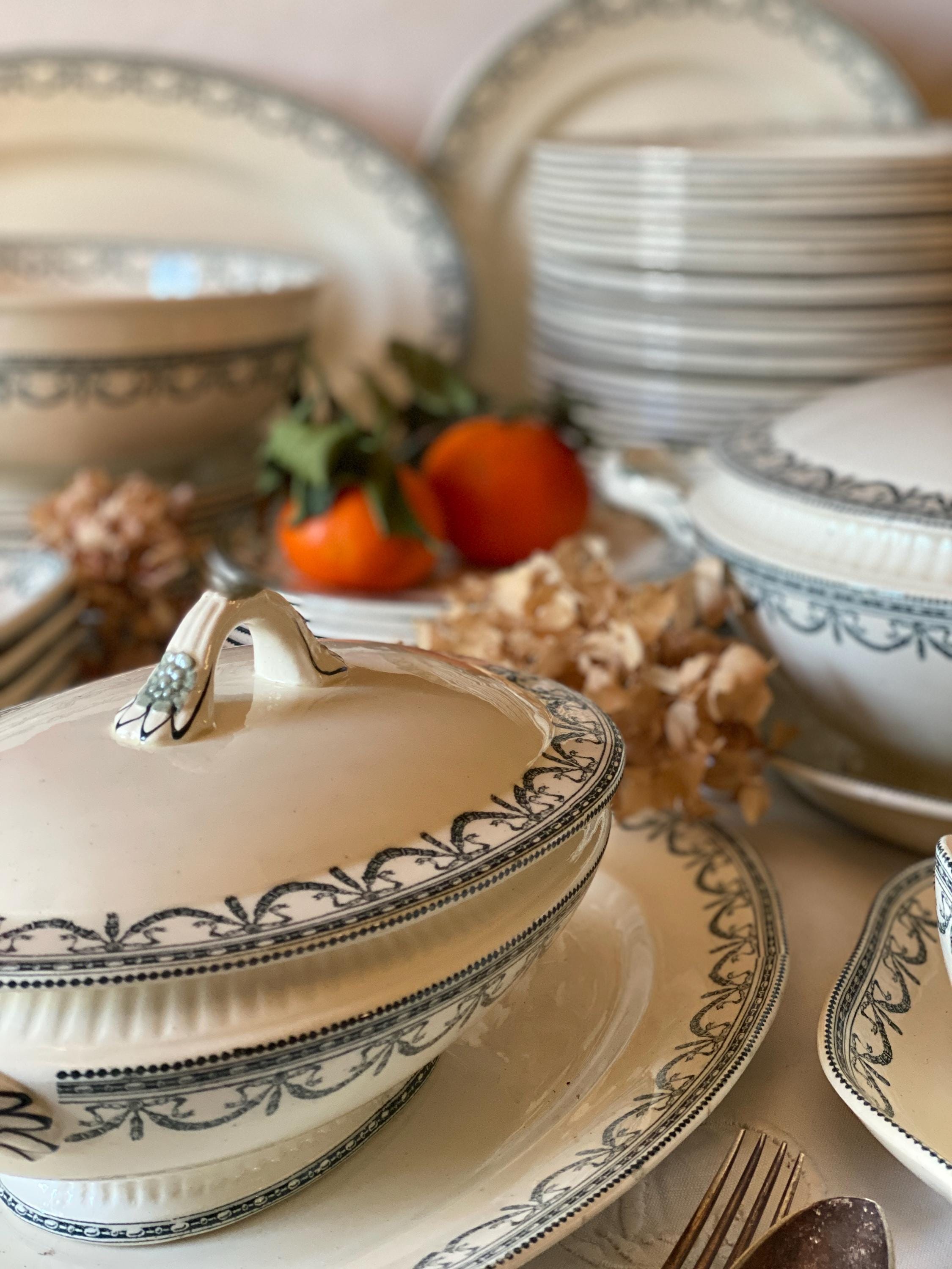 Brocanteuse Vintage French antique authentic heirloom plates tableware
