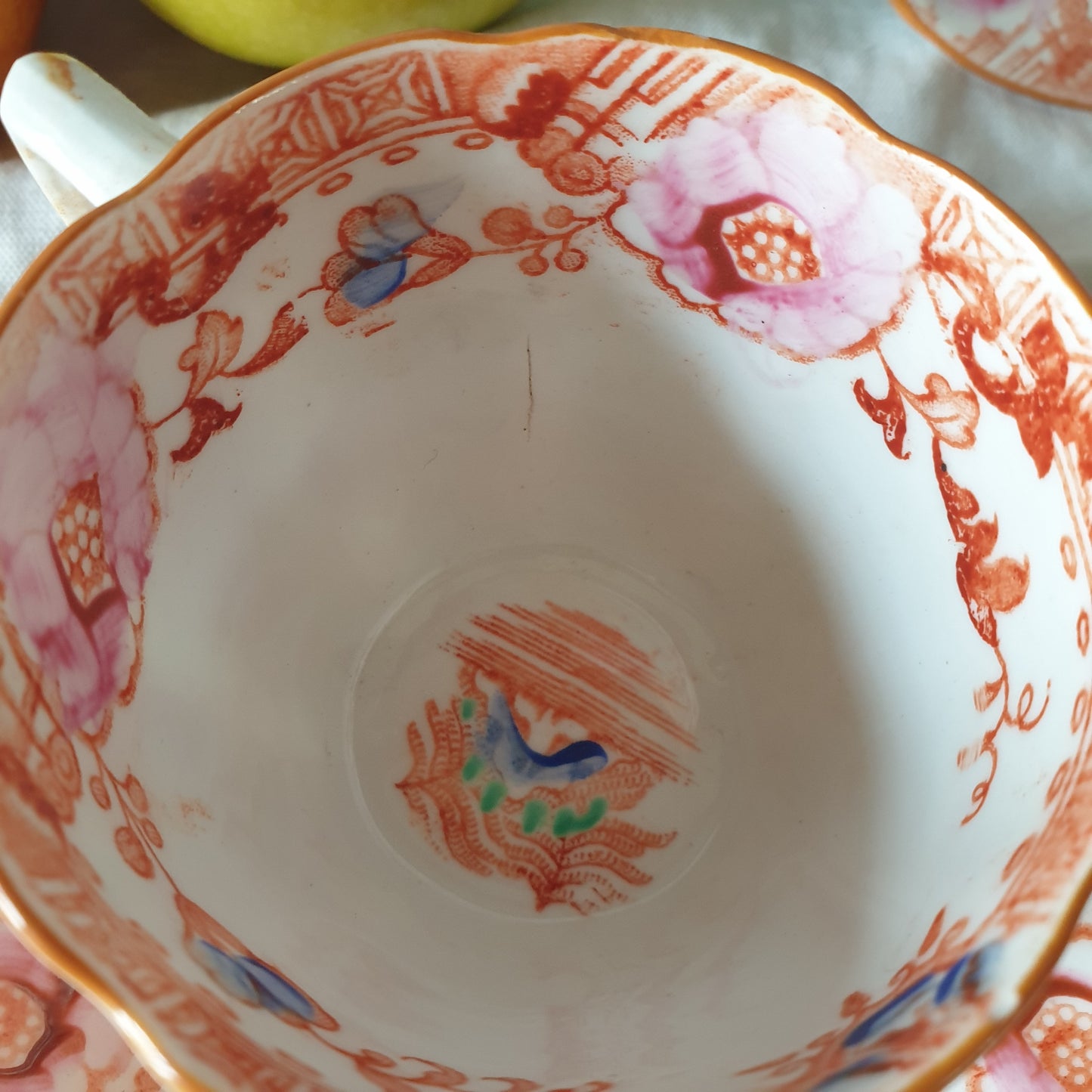 19thC English Staffordshire orange 'Slamat' pattern antique porcelain tea service c1820-1850