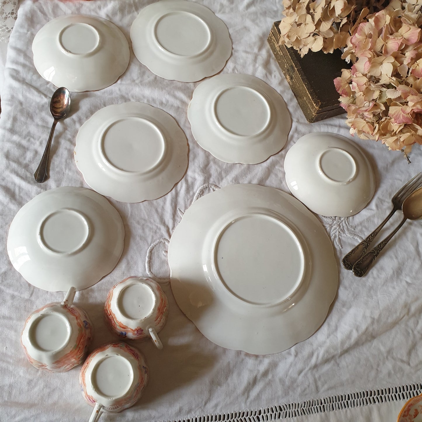 19thC English Staffordshire orange 'Slamat' pattern antique porcelain tea service c1820-1850