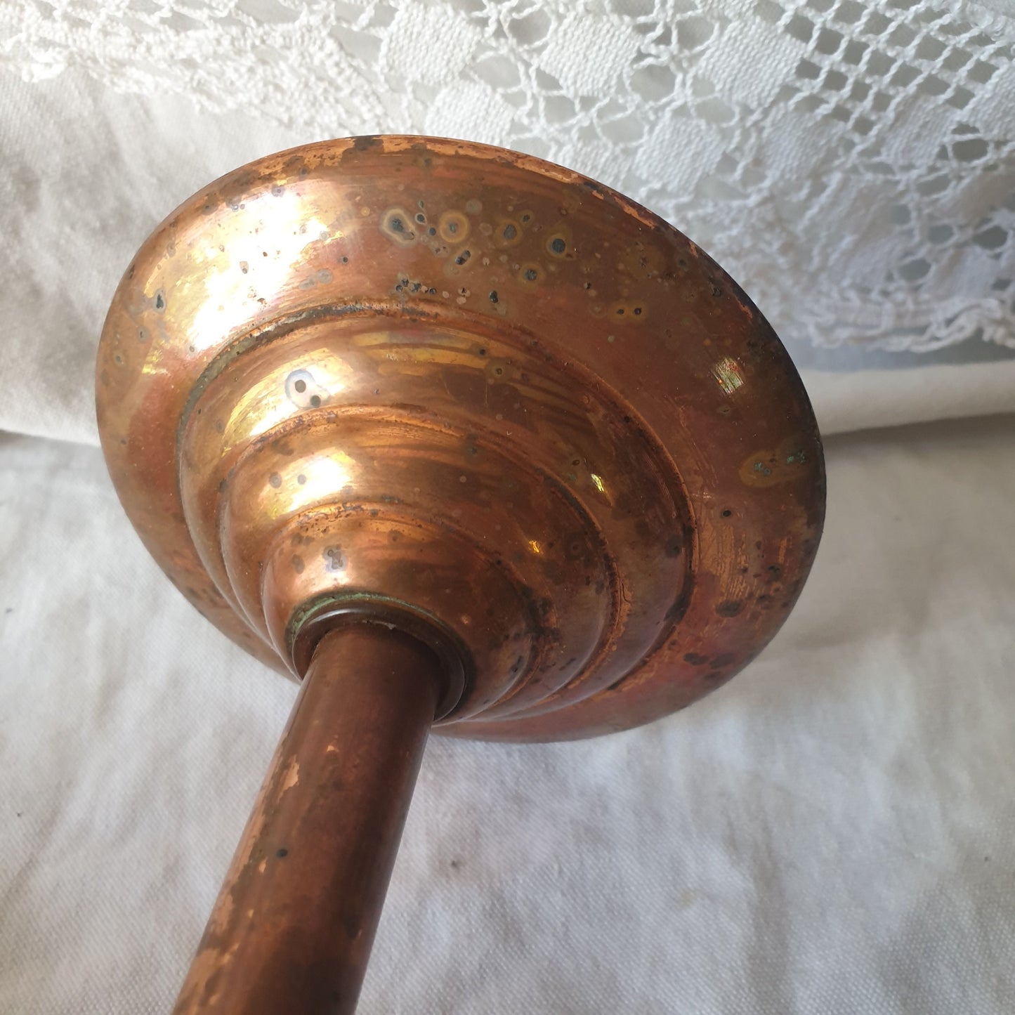 Art Deco EZAN Copper Pendant Light, Icicle Glass Shade, c1930