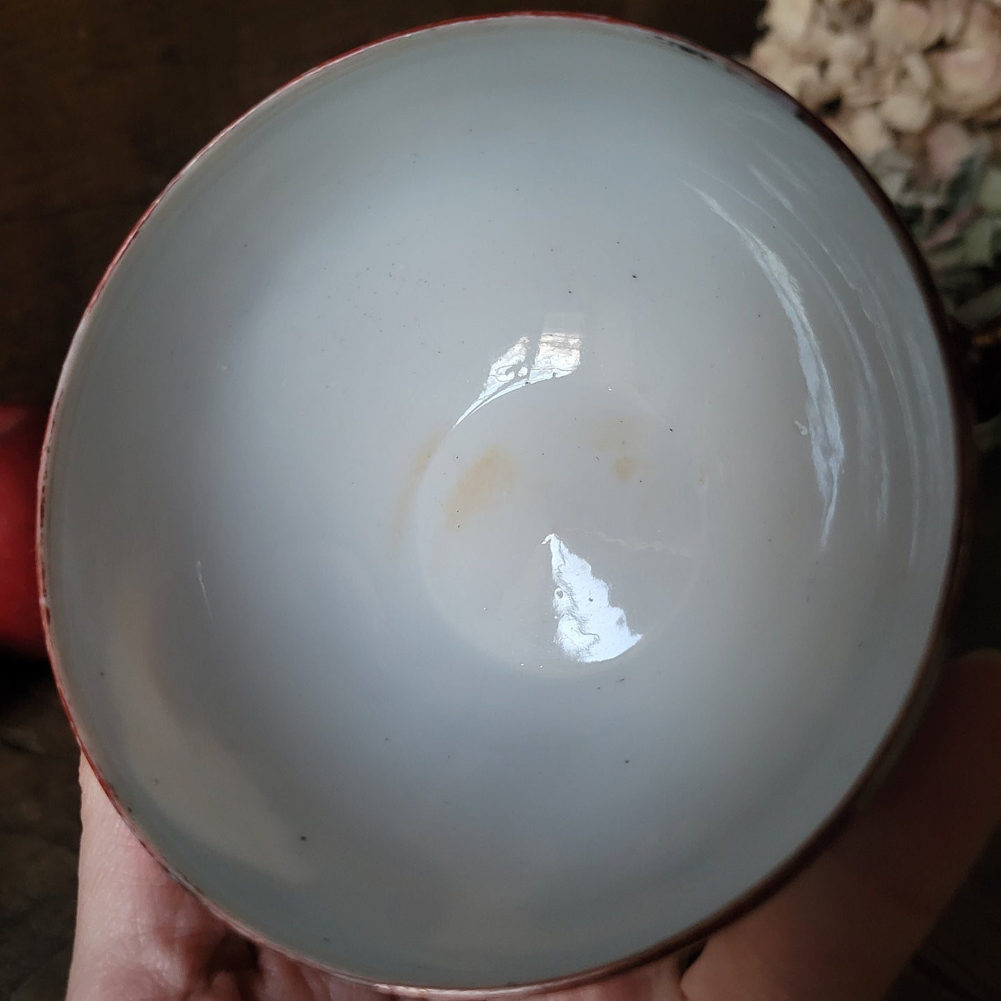 Antique Kutani Eggshell Porcelain Teacup and Saucer Set, Meiji Era Geisha Scene