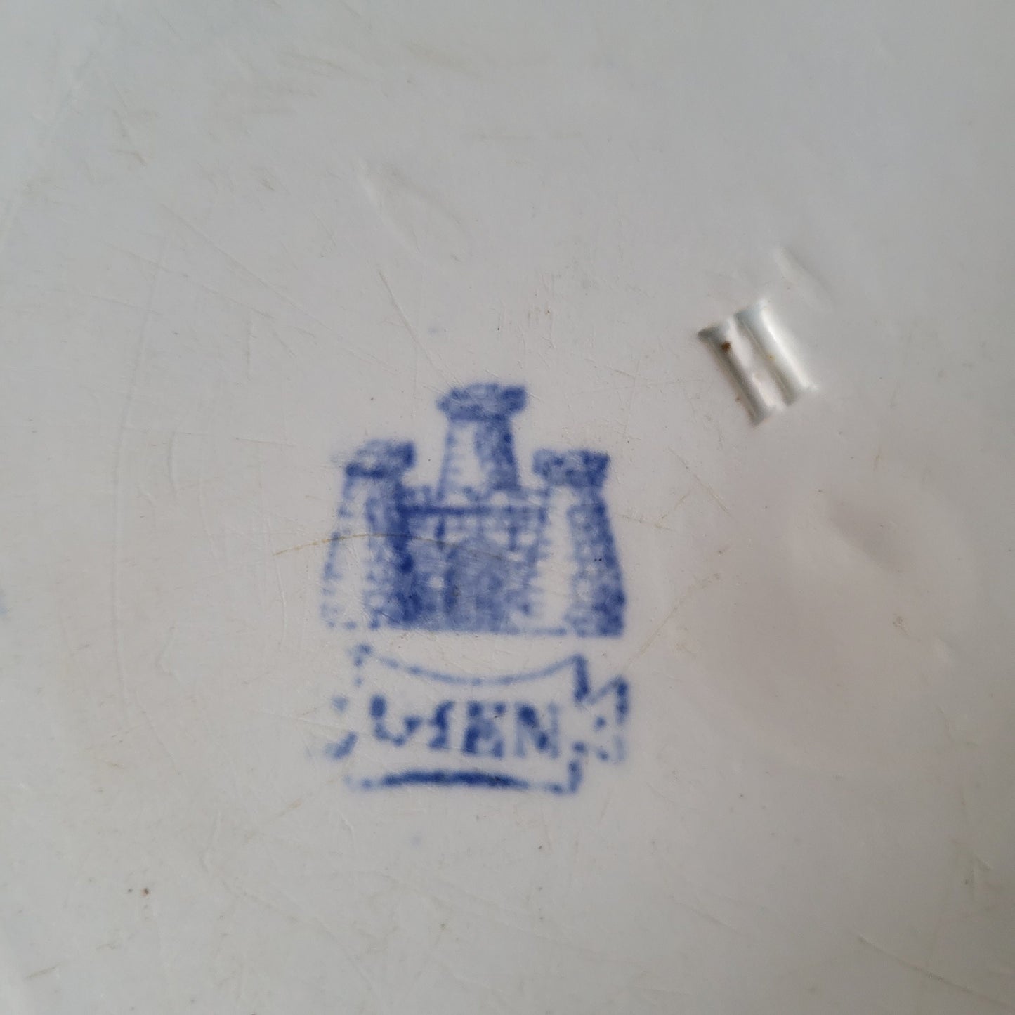 Antique French Transferware Plate, Gien 'Sangliers' Boar Hunting Scene