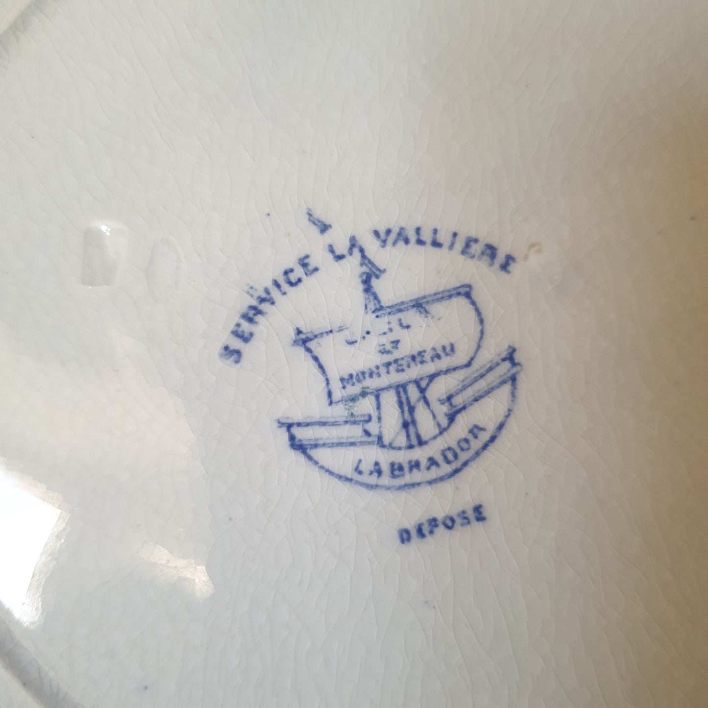 Set of 8 Antique French Soup Plates, Blue Transferware, Creil et Montereau