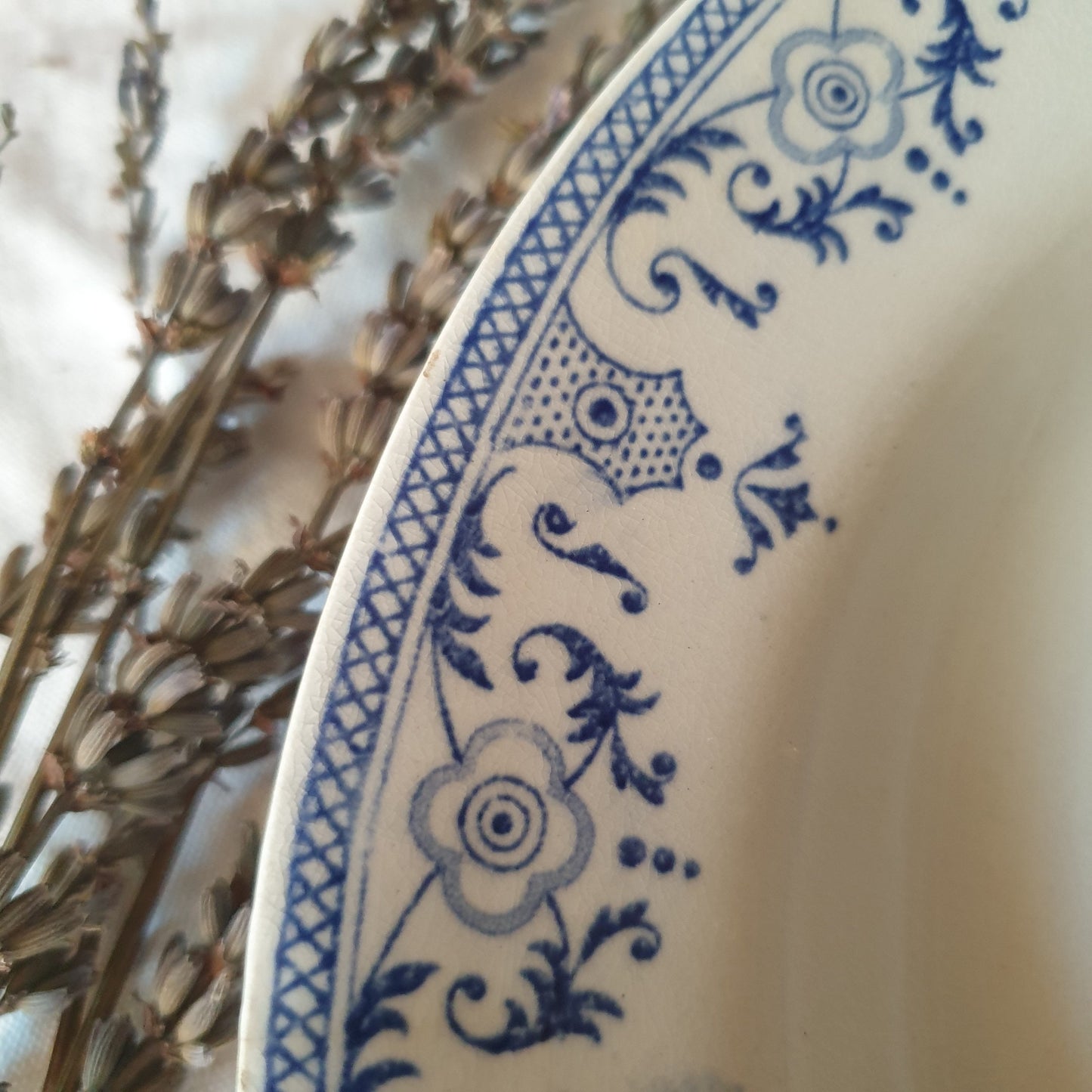 Set of 8 Antique French Soup Plates, Blue Transferware, Creil et Montereau