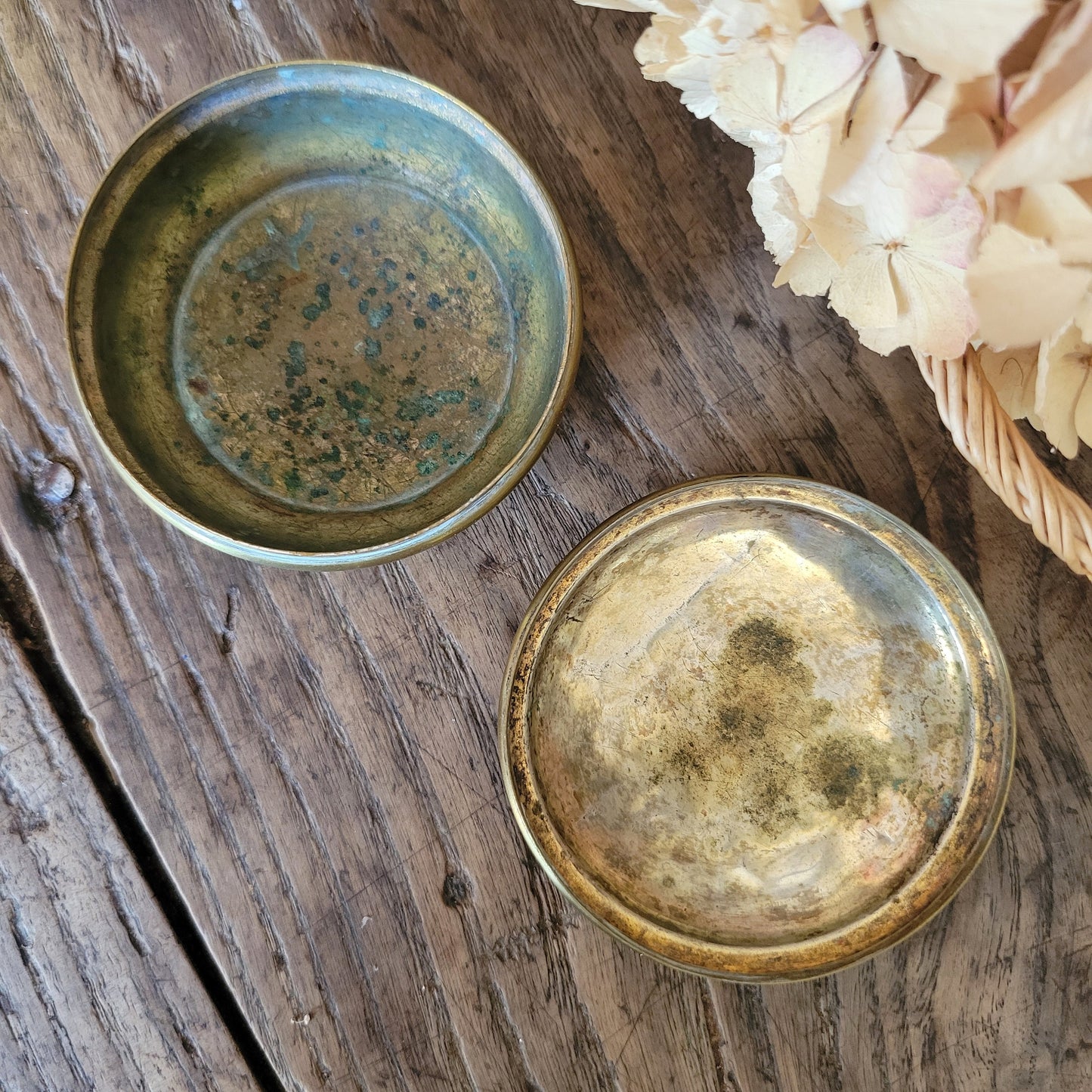 Antique Brass Trinket Box: Floral Embossed, Art Nouveau, France