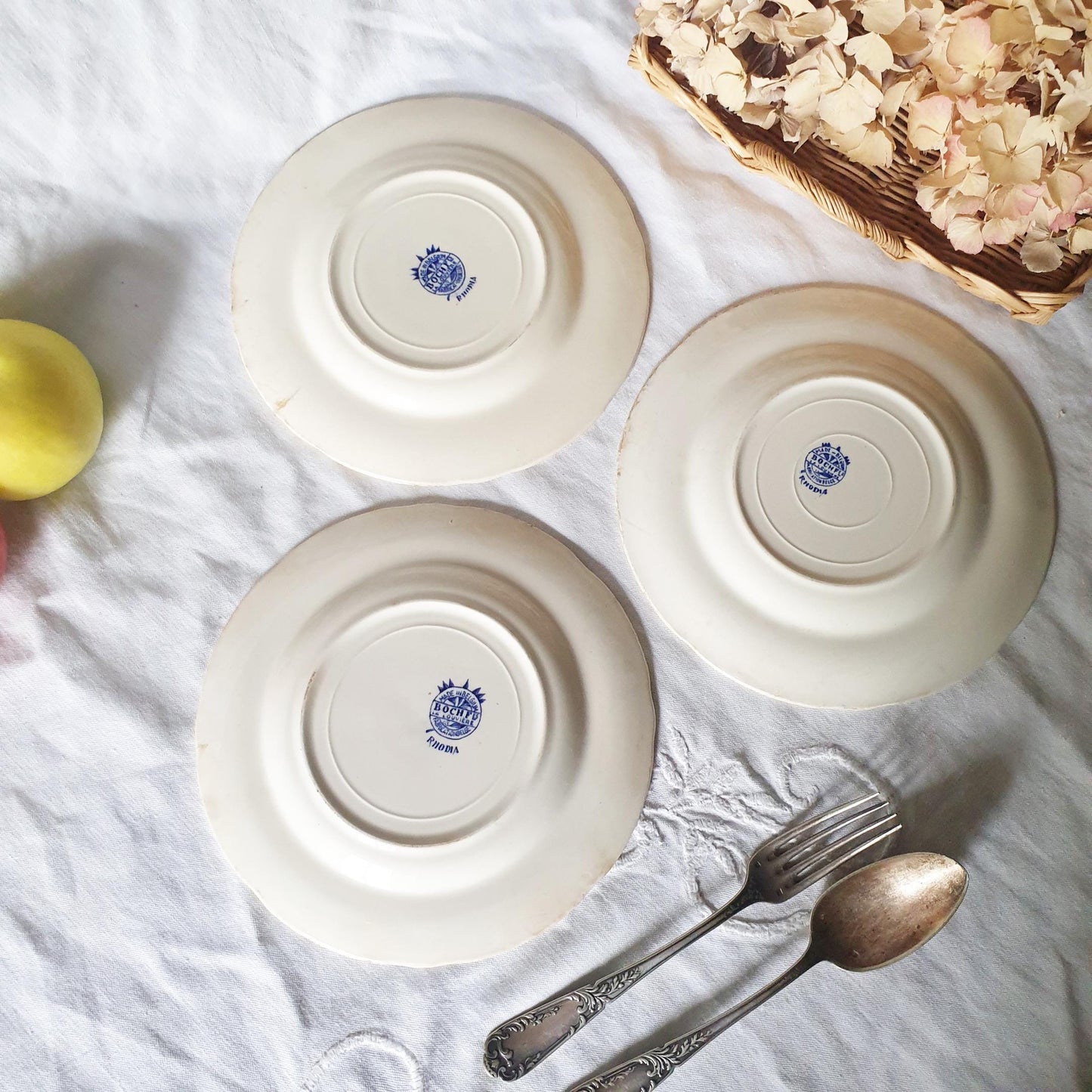 SET of 3 Antique Flow Blue Shabby Floral Plates - Ideal Display or Wall!