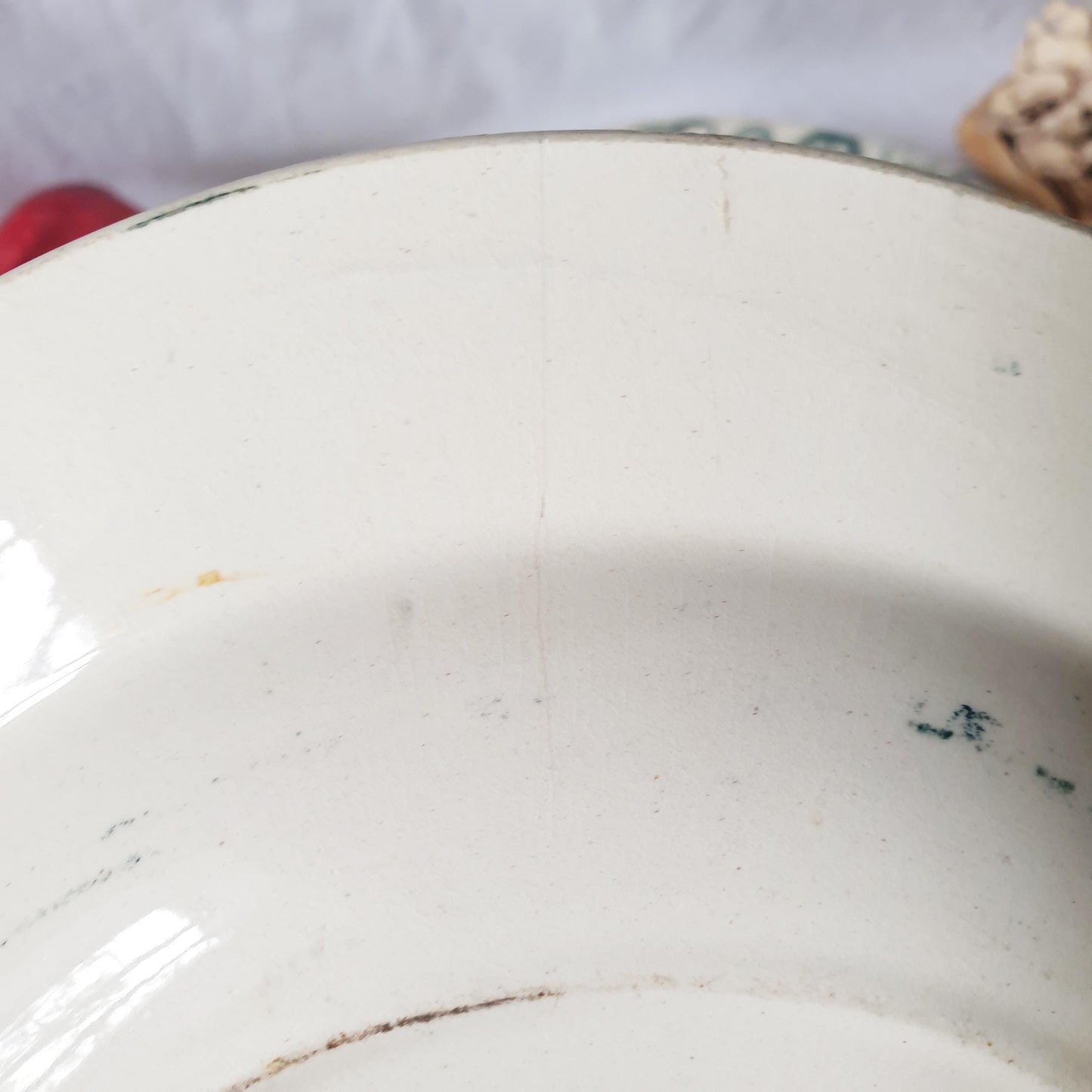 Antique French Soup Plates - Set of 6 Salins 'Nenuphar' Floral Transferware