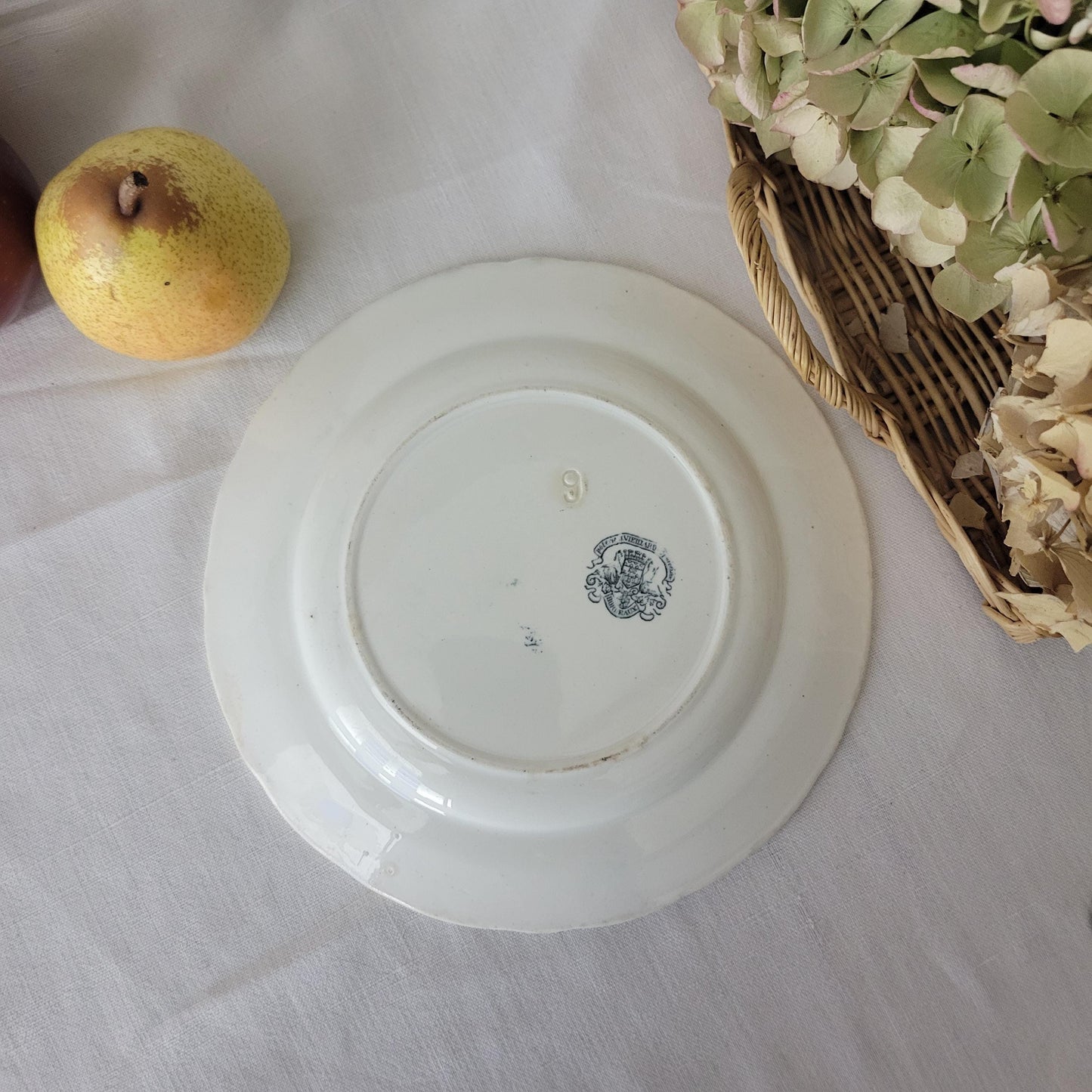 Antique French Black Transferware Cycling Plate: Jules Vieillard Bordeaux, c1880