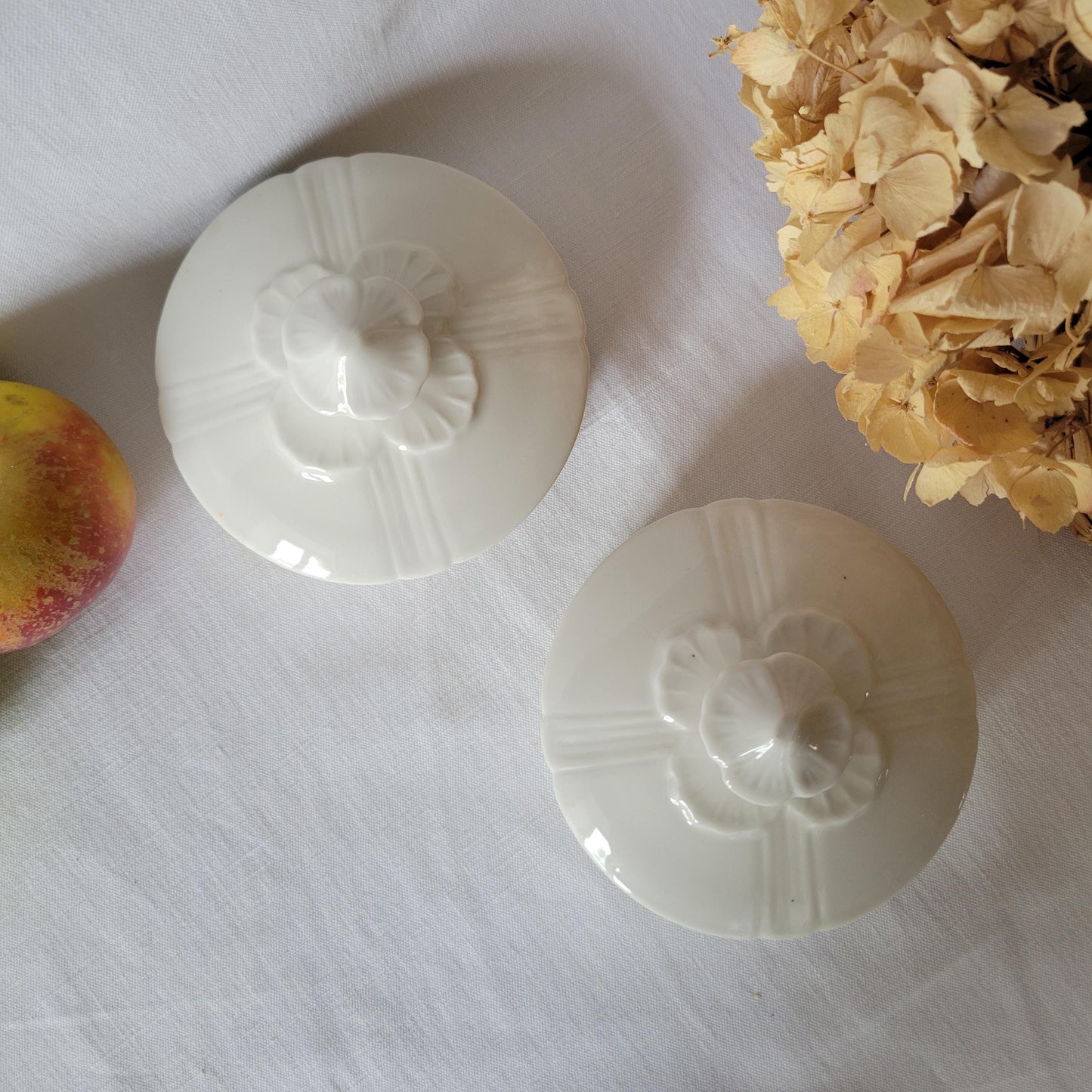 Two Limoges Porcelain Lidded Pots: French Floral Trinket Boxes, Pair