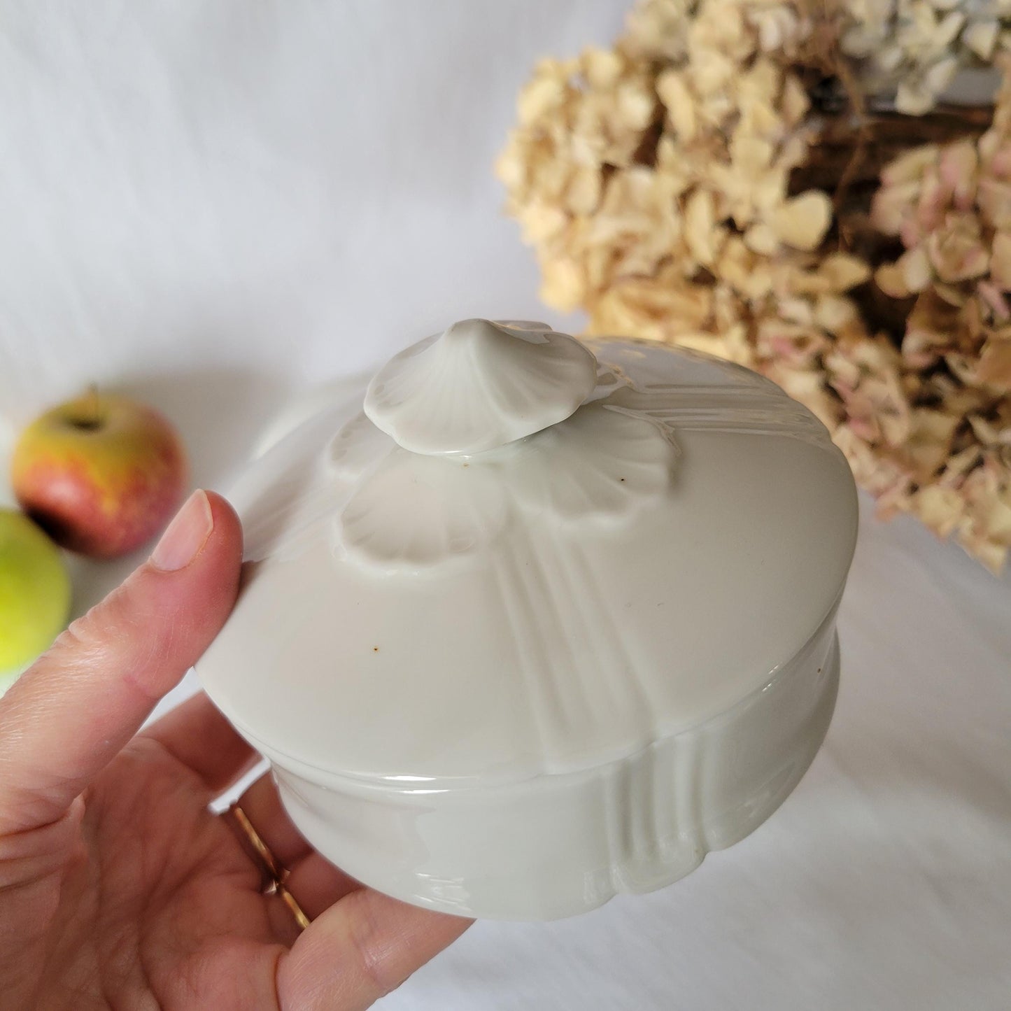 Two Limoges Porcelain Lidded Pots: French Floral Trinket Boxes, Pair
