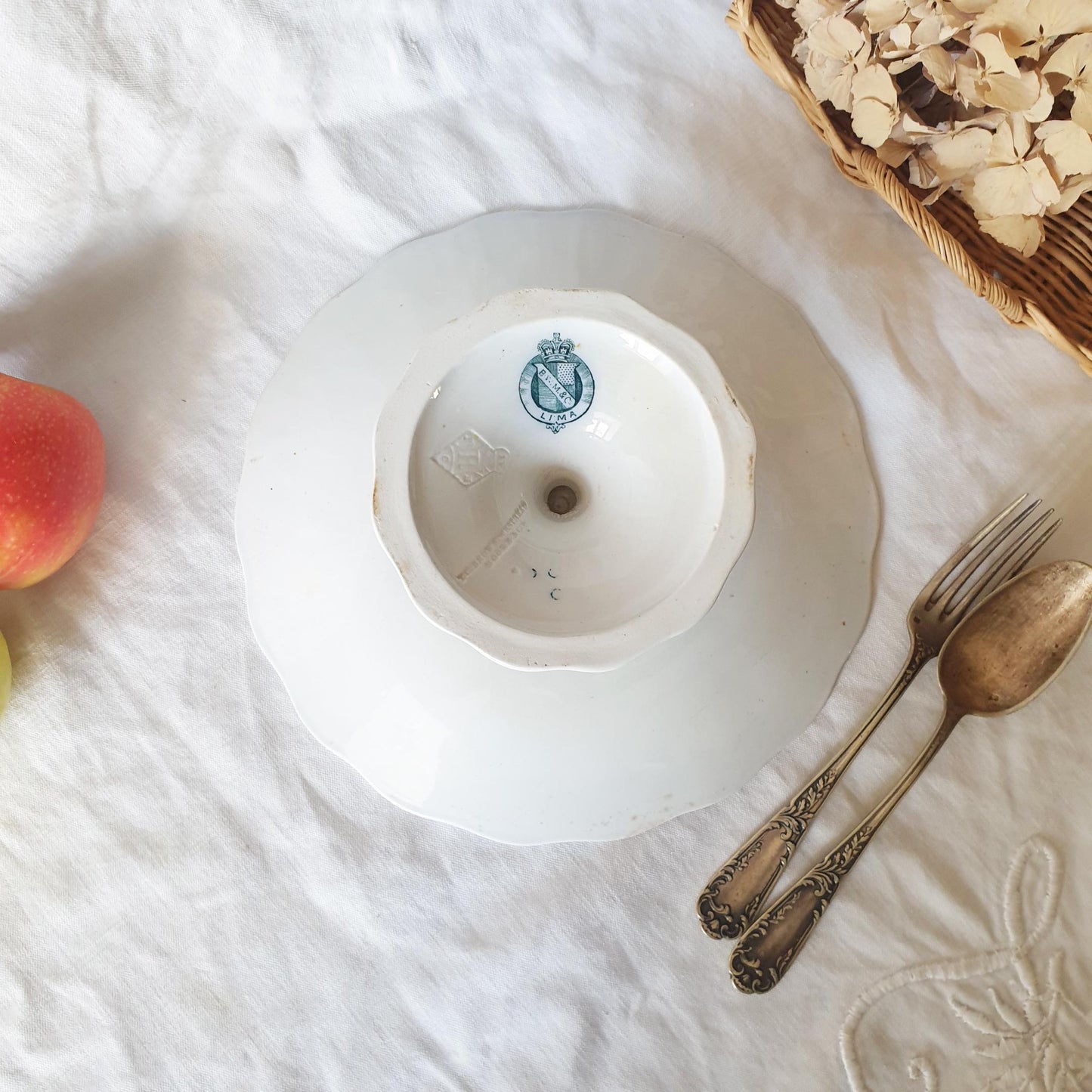 Antique Staffordshire Comport: Victorian Butterfly Pattern in Blue Transferware Cake Stand