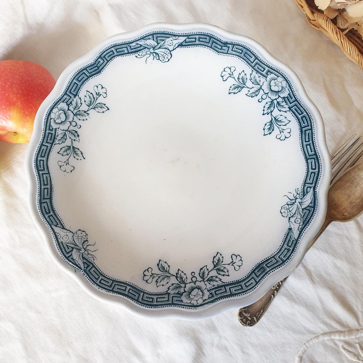Antique Staffordshire Comport: Victorian Butterfly Pattern in Blue Transferware Cake Stand