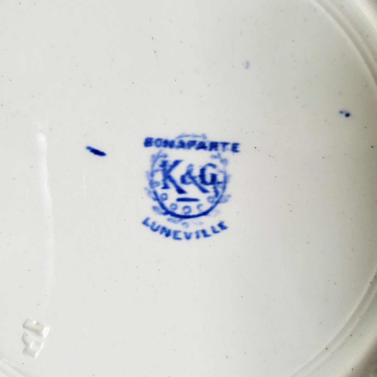 Antique French Dinner Plates Set: Blue Transferware Neoclassical 'Bonaparte' Design