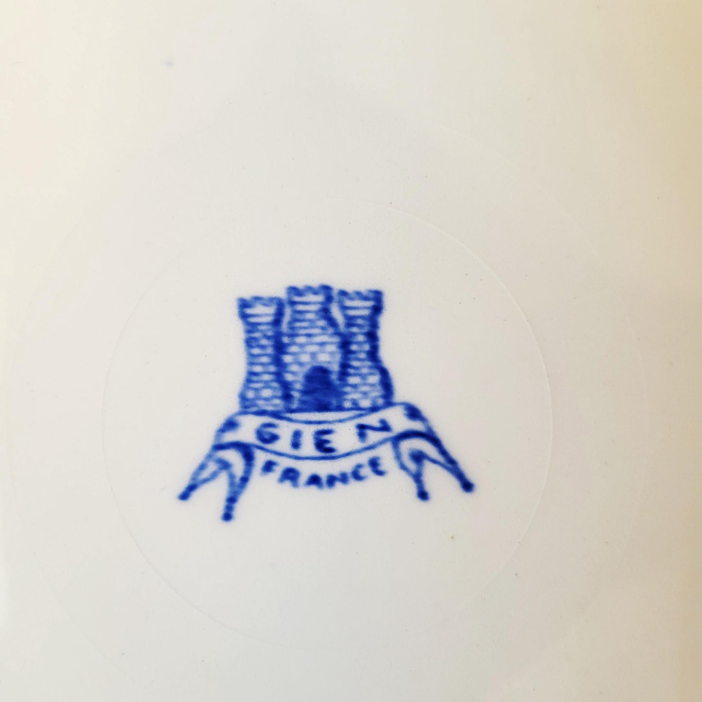 Vintage Gien France Dinner Plates: Set of 6 Blue Floral Transferware