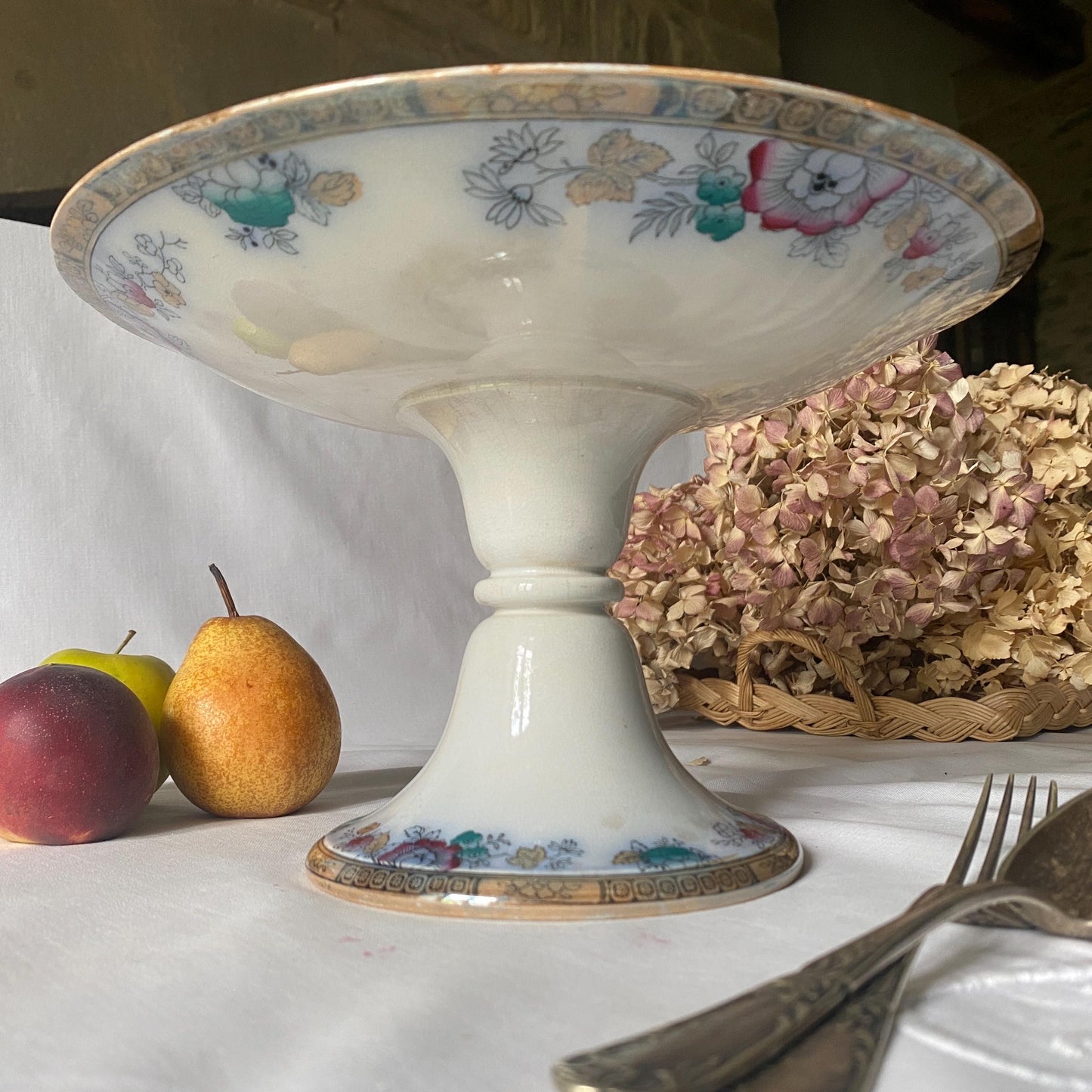 Antique Chinoiserie Compotier Bates, Elliott & Co. Staffordshire c1873