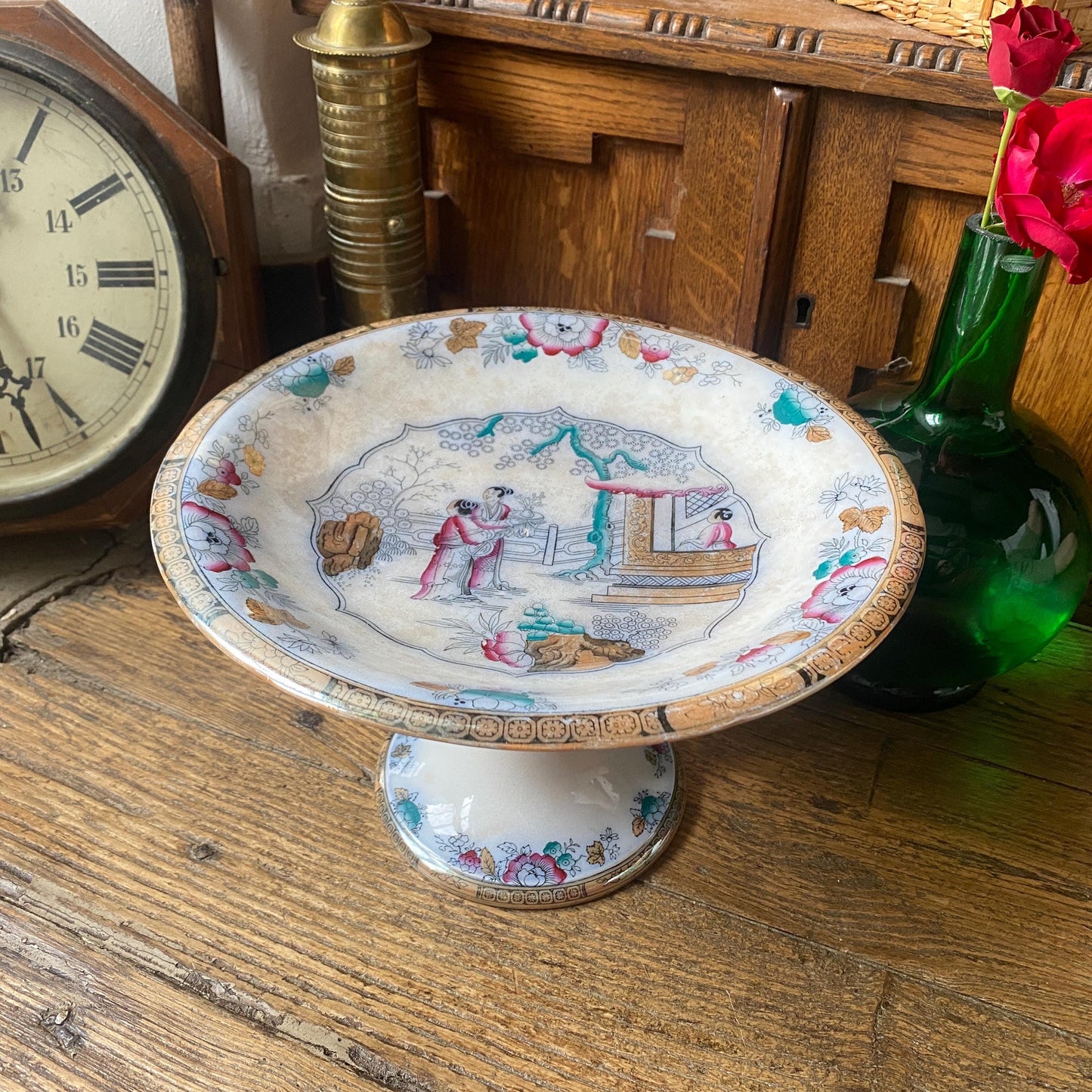 Antique Chinoiserie Compotier Bates, Elliott & Co. Staffordshire c1873