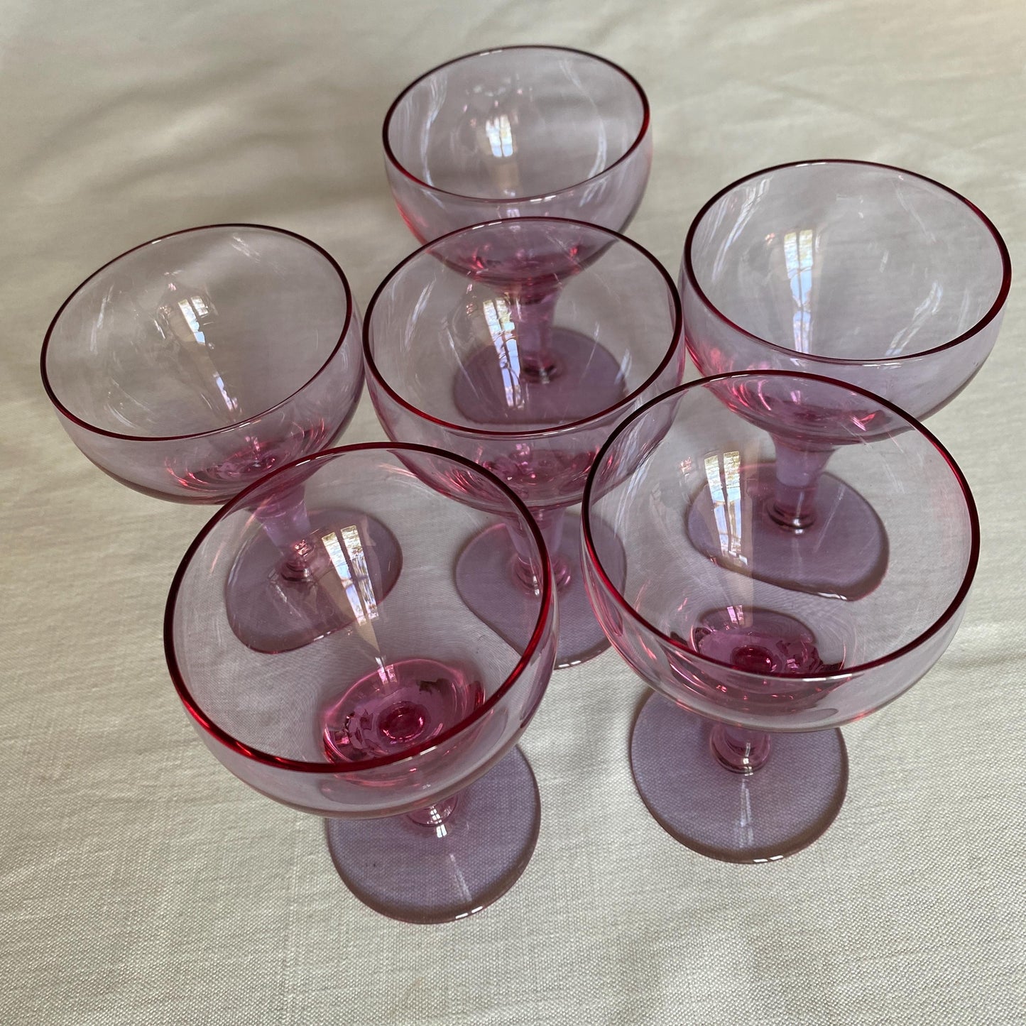 Vintage French Aperitif Glasses - Set of 6 Magenta Wine Glasses