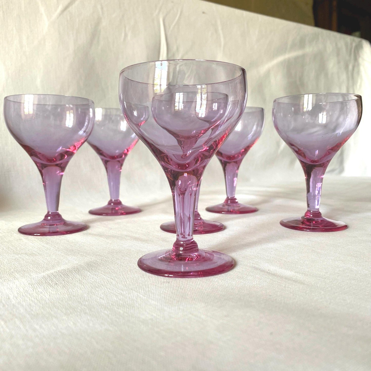Vintage French Aperitif Glasses - Set of 6 Magenta Wine Glasses