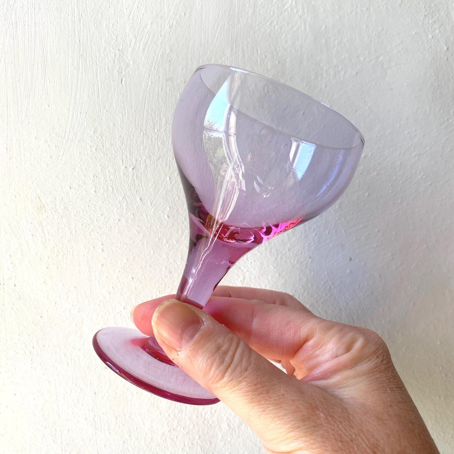 Vintage French Aperitif Glasses - Set of 6 Magenta Wine Glasses