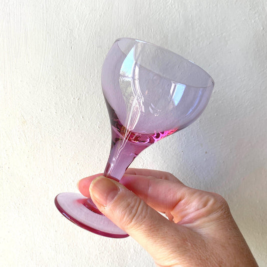Vintage French Aperitif Glasses - Set of 6 Magenta Wine Glasses