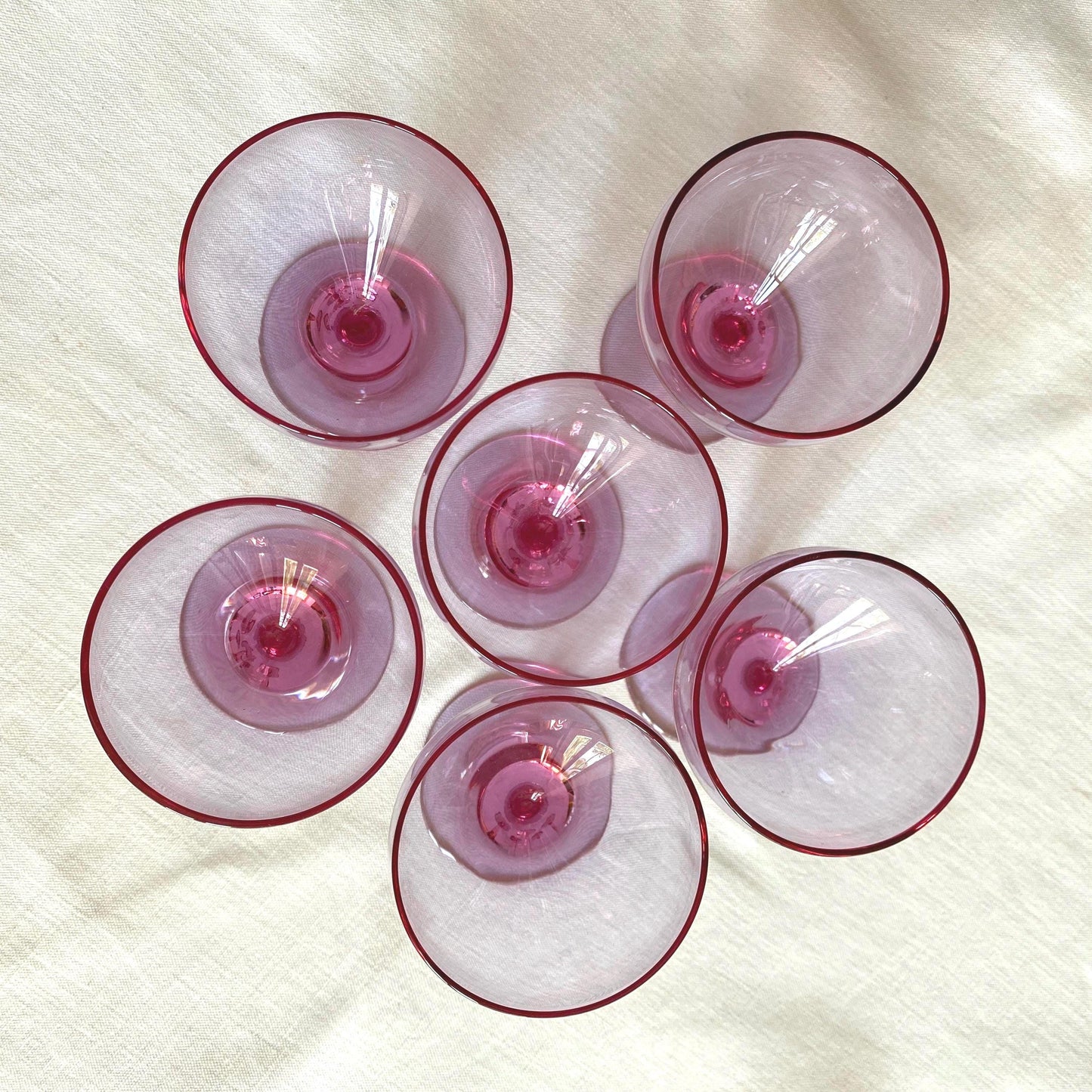 Vintage French Aperitif Glasses - Set of 6 Magenta Wine Glasses