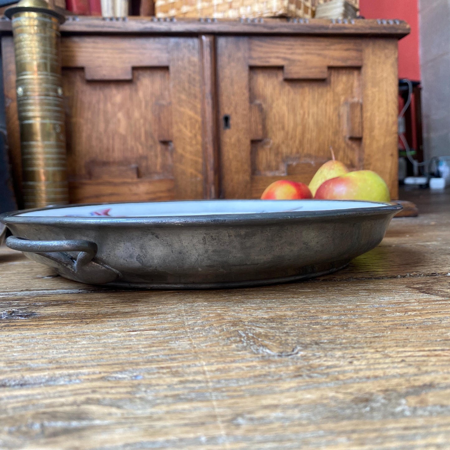 Antique Japonisme Warming Plate: Hand-Painted Birds, James Dixon & Sons