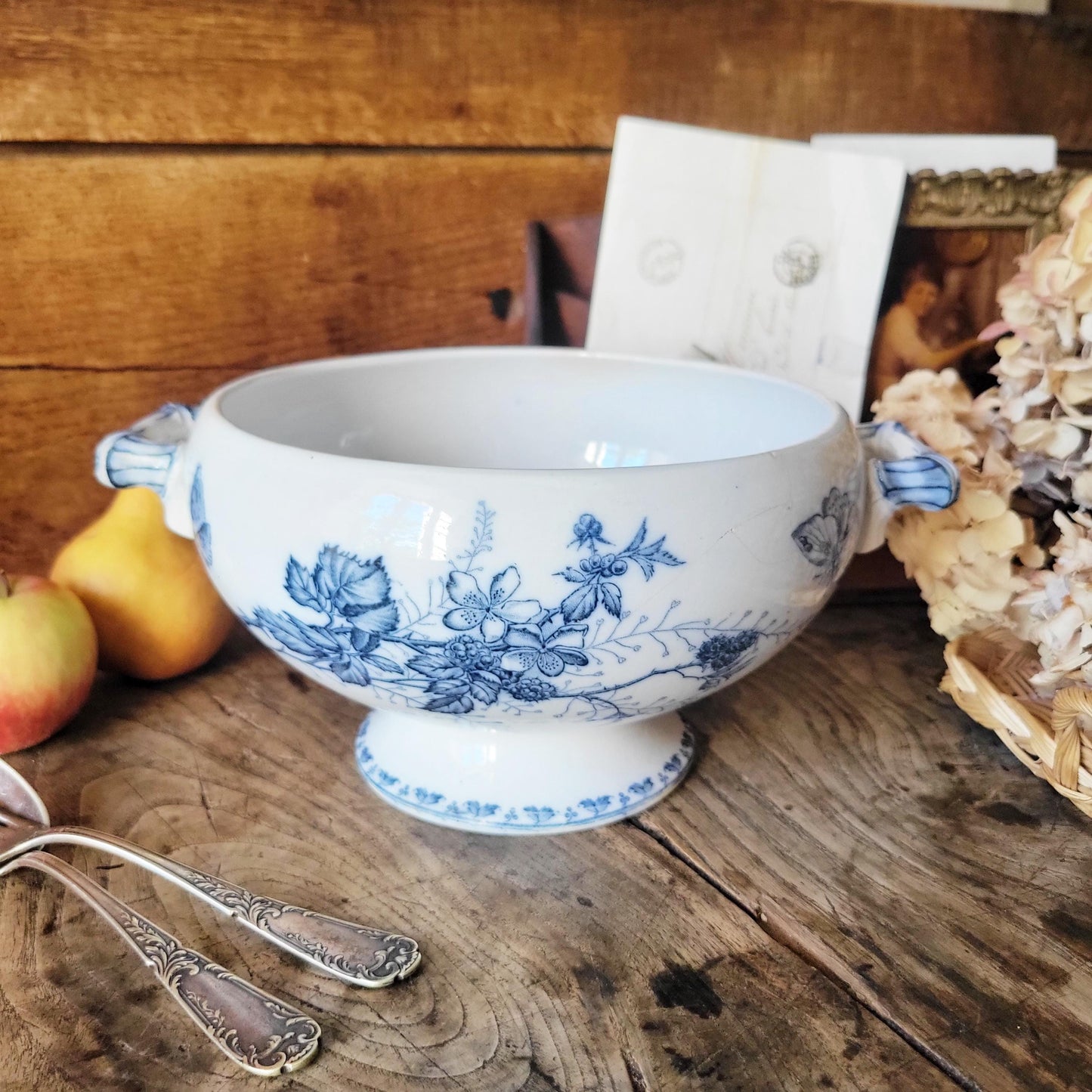 Antique French Ironstone Tureen Base: Sarreguemines "Carmen" Pattern, c1890