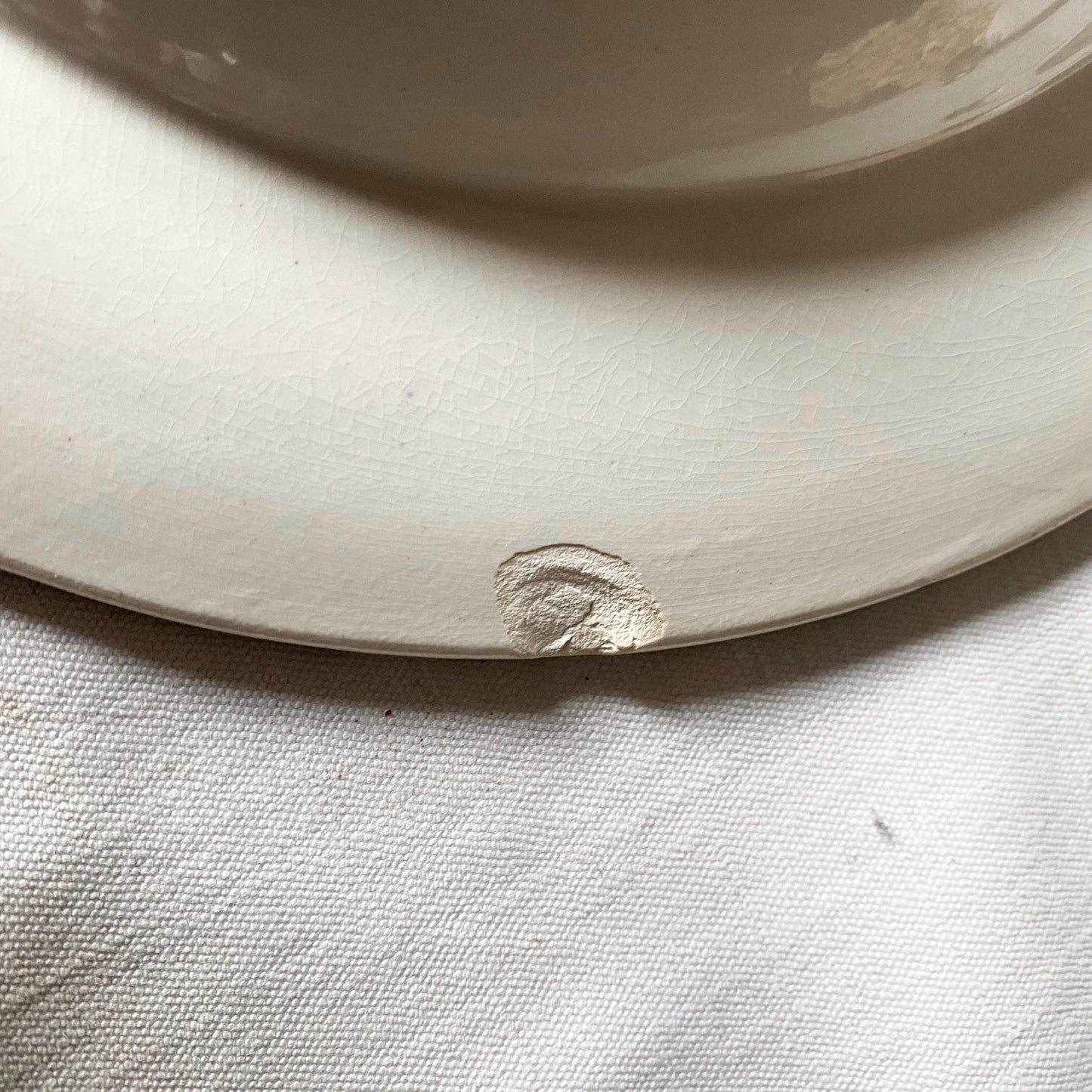 Antique French Ironstone large soup plates: Jules Veillard Blue Transferware, Set of 7