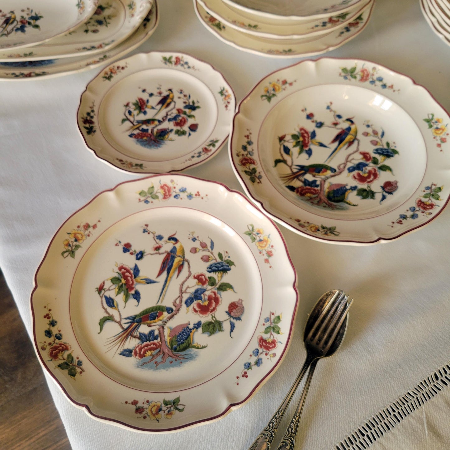 Vintage Villeroy & Boch 12-24 Place Dinner Service, Phoenix Bird Floral Design, 60pc