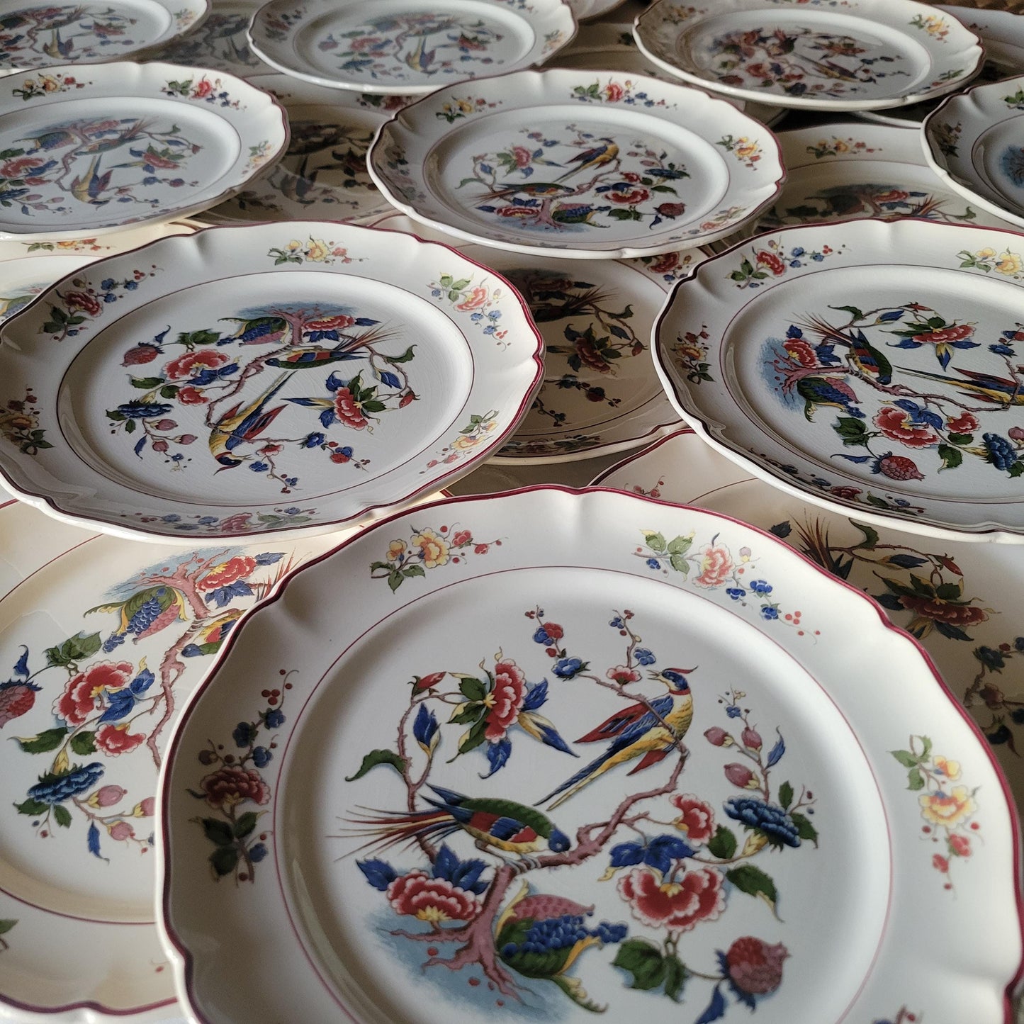 Vintage Villeroy & Boch 12-24 Place Dinner Service, Phoenix Bird Floral Design, 60pc