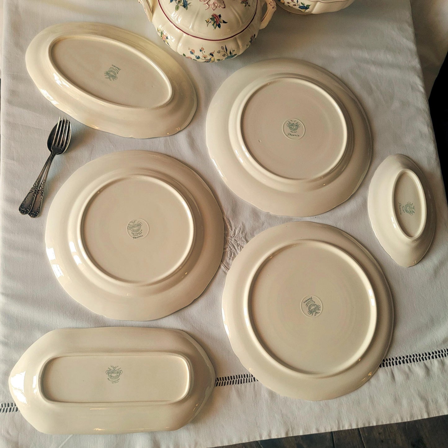 Vintage Villeroy & Boch 12-24 Place Dinner Service, Phoenix Bird Floral Design, 60pc