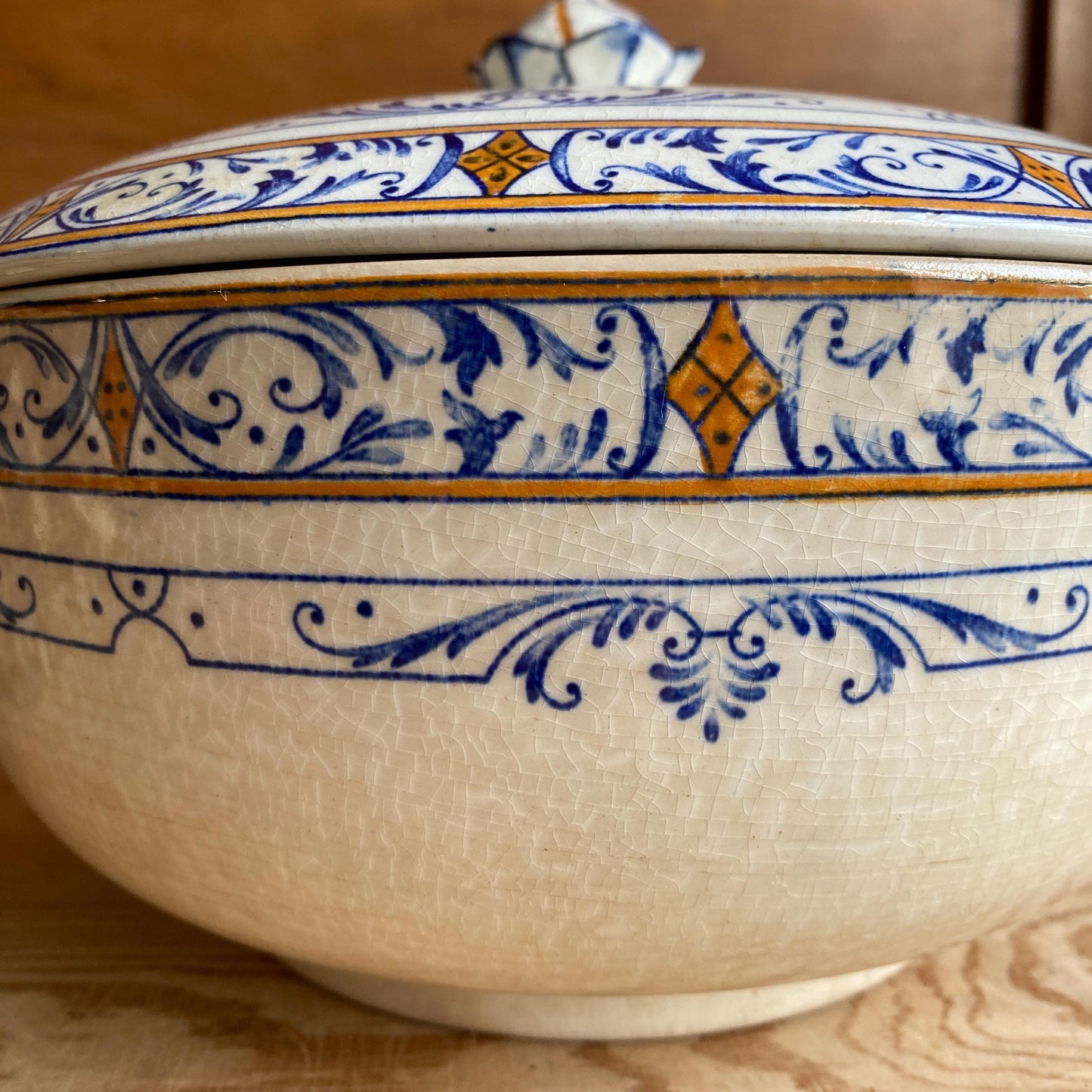 Creil Montereau Antique Tureen, French Ironstone Soupiere, Lion Head Handles