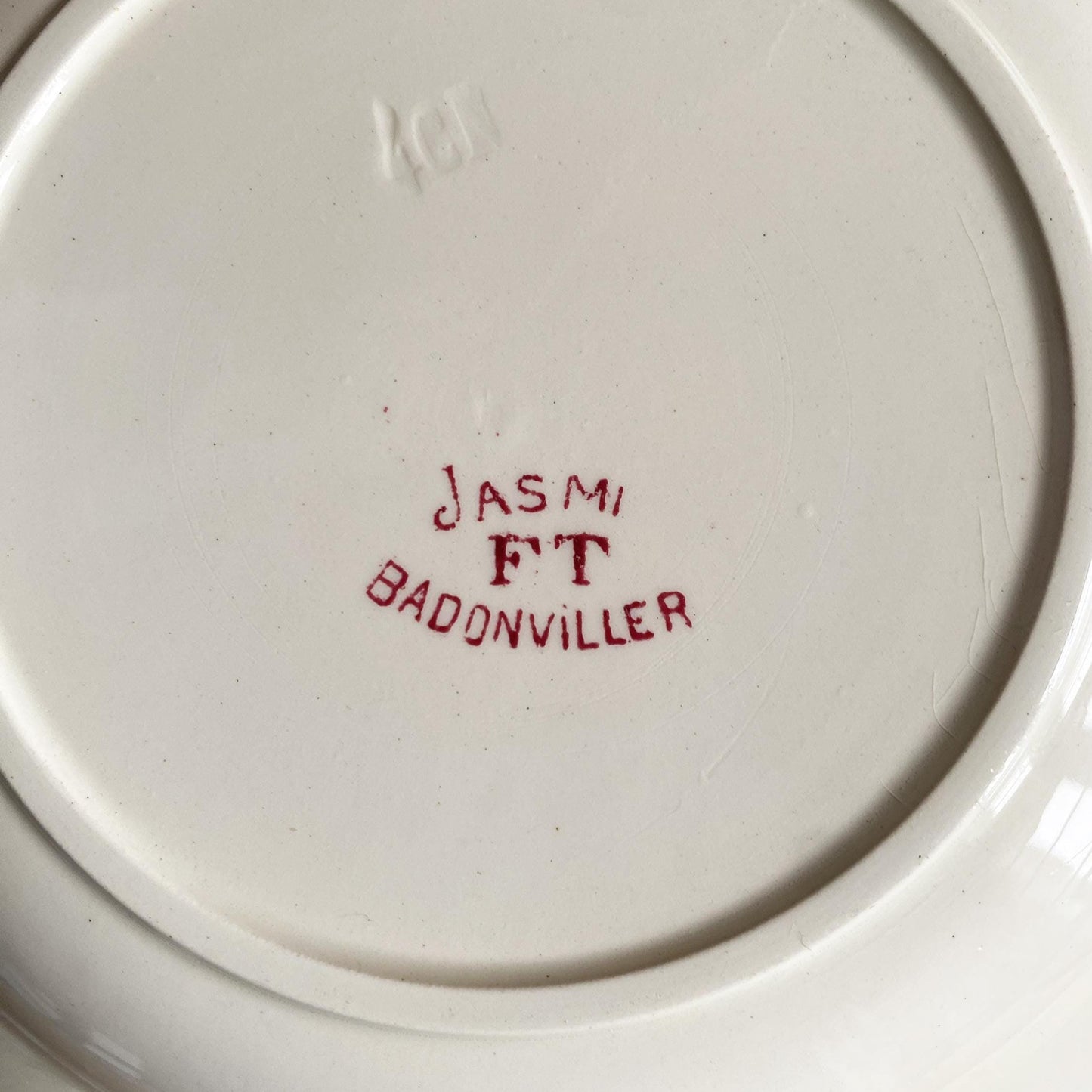 Set of 3 Antique rose pink Transferware Soup Plates, Badonviller Floral and butterflies Design