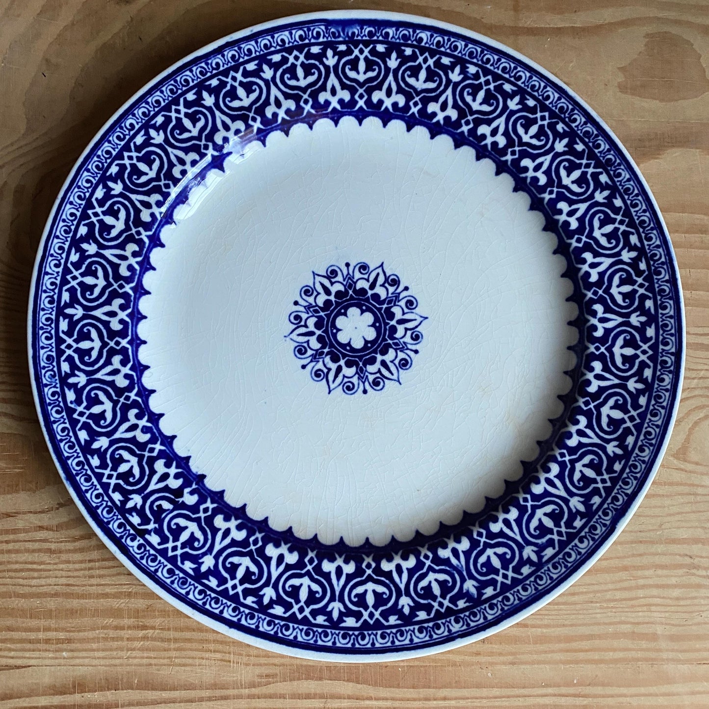 Mismatched Blue & White Antique Dinner Plates - French Farmhouse Decor, Set of 6