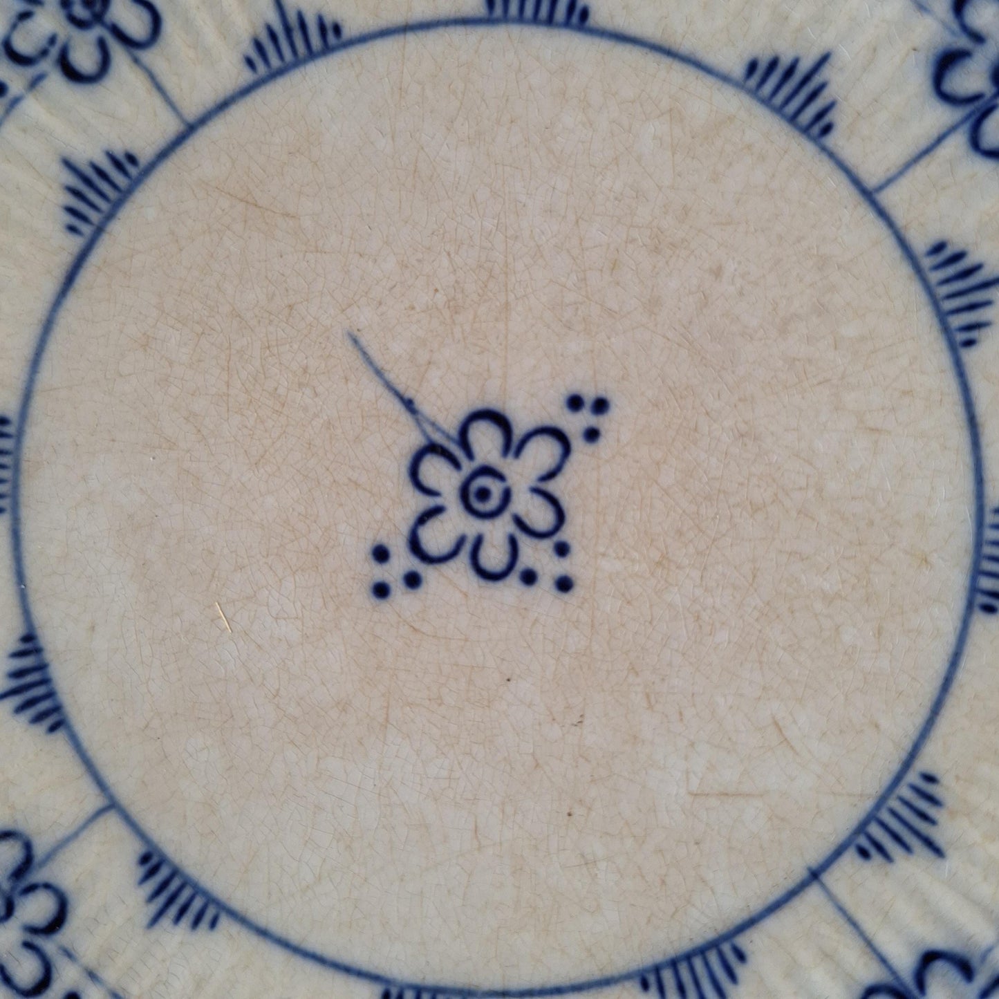 Antique Villeroy & Boch Hand Painted Cake Stand, timeworn Dresden Blue and White Compotier, c1910