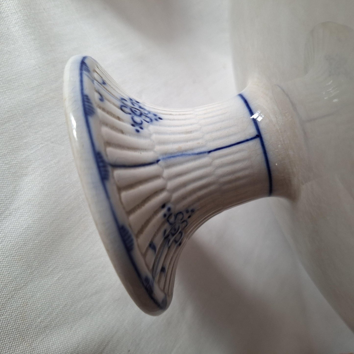 Antique Villeroy & Boch Hand Painted Cake Stand, timeworn Dresden Blue and White Compotier, c1910