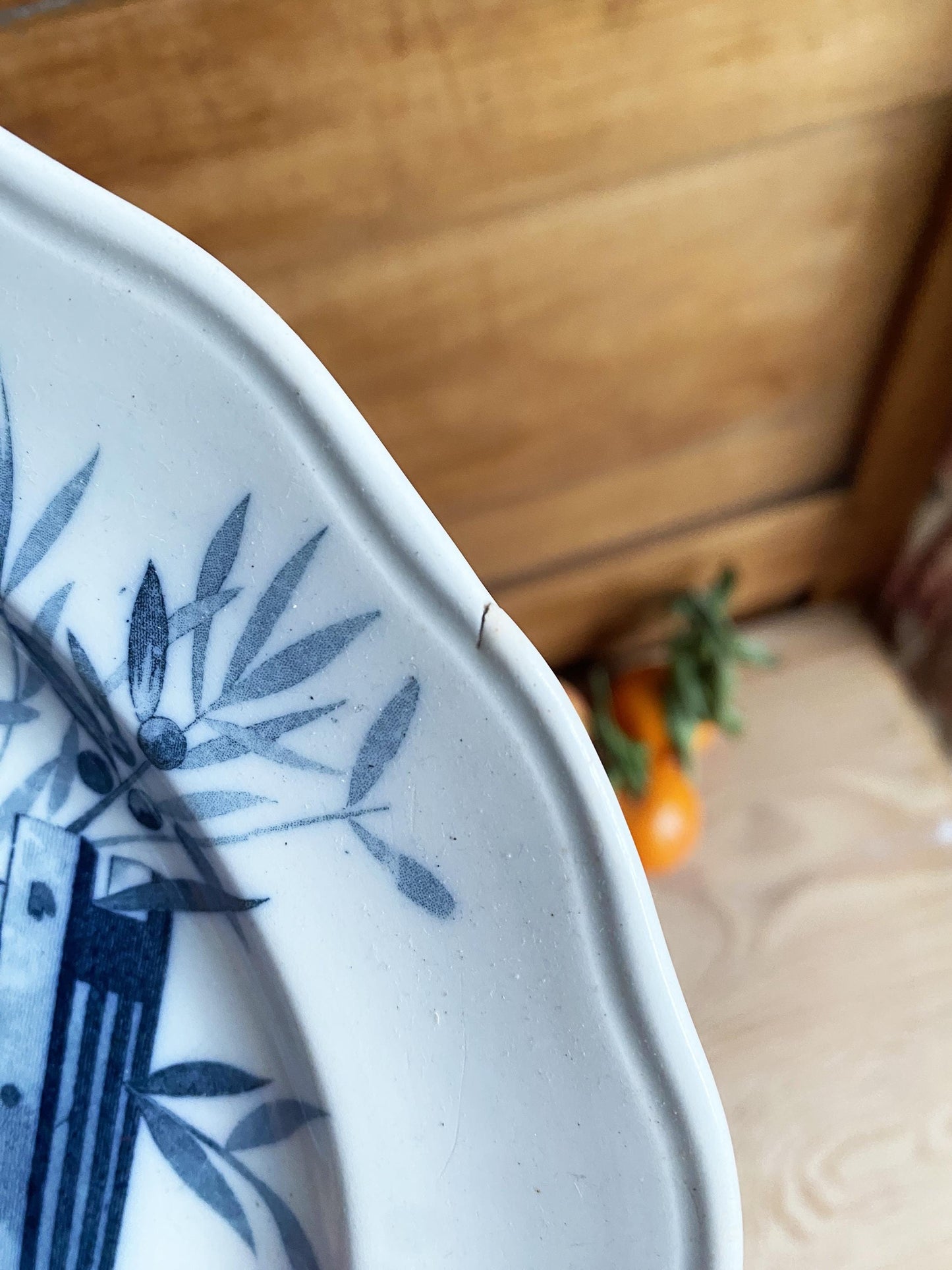 RESERVED Antique Pierre Mallett 'Canova' bird plate blue transferware Staffordshire c1868 BWM&C for E Bourgouis France