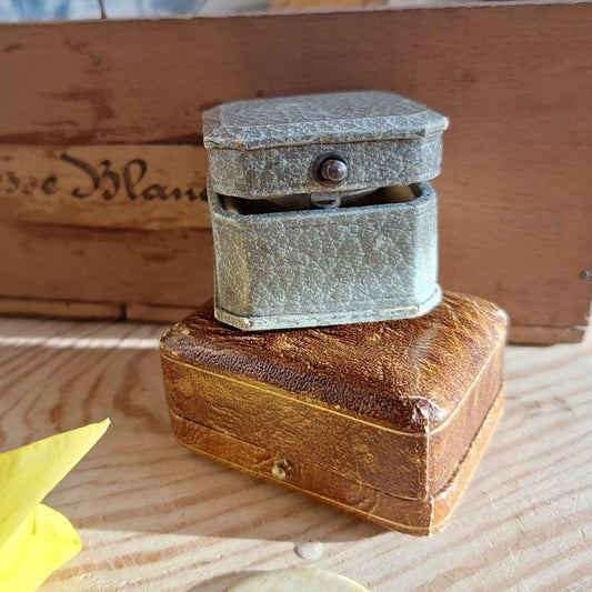 Two French vintage jewelry boxes, antique ring box / cuff-link box from Paris and Marseille