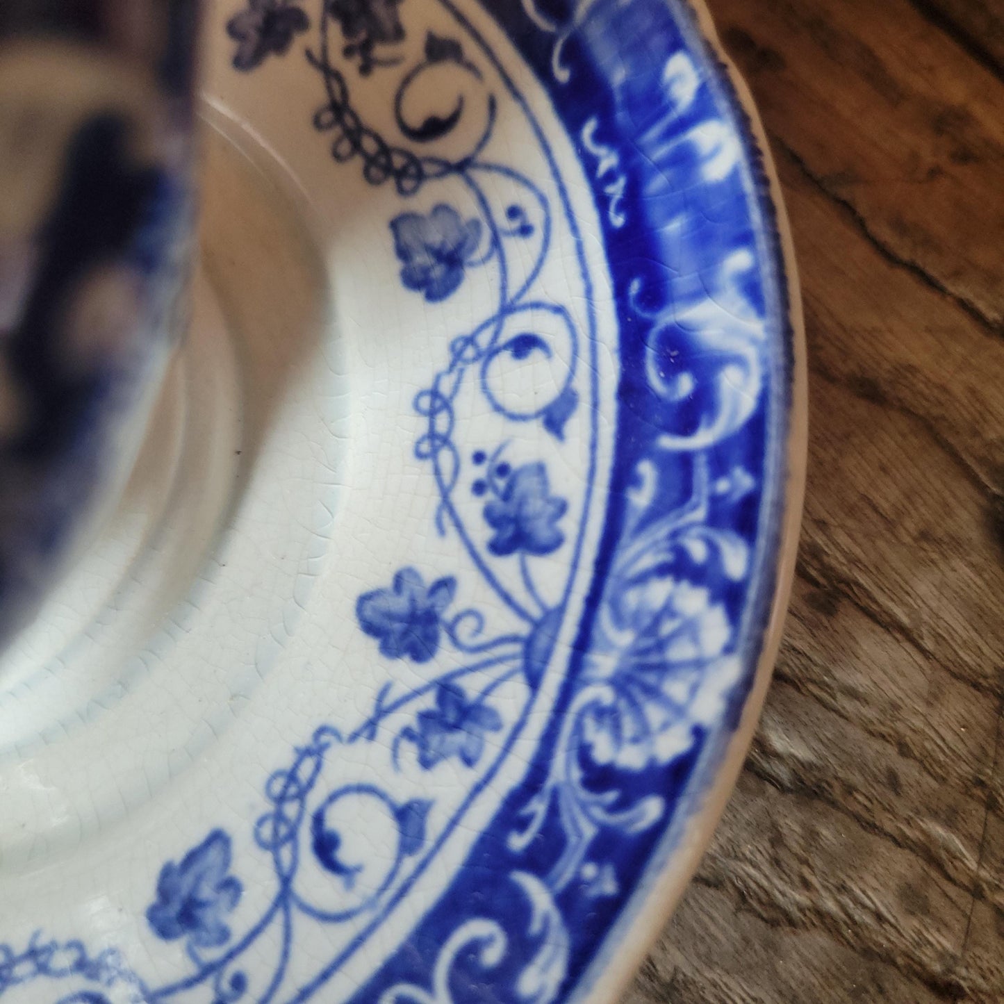 French antique cobalt blue transferware moutardier - Jules Vieillard & Co. Bordeaux, mid 19th C, France