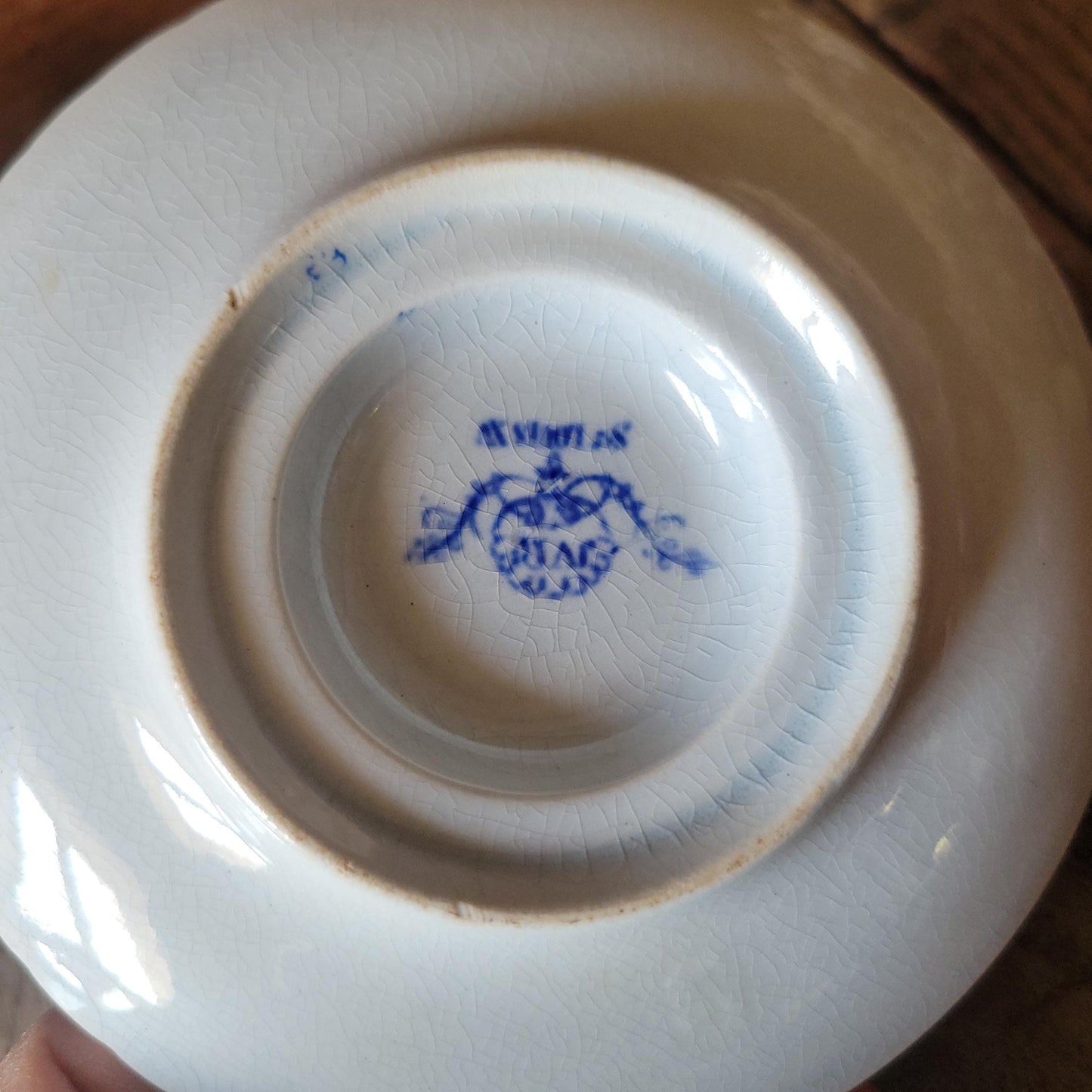 French antique cobalt blue transferware moutardier - Jules Vieillard & Co. Bordeaux, mid 19th C, France