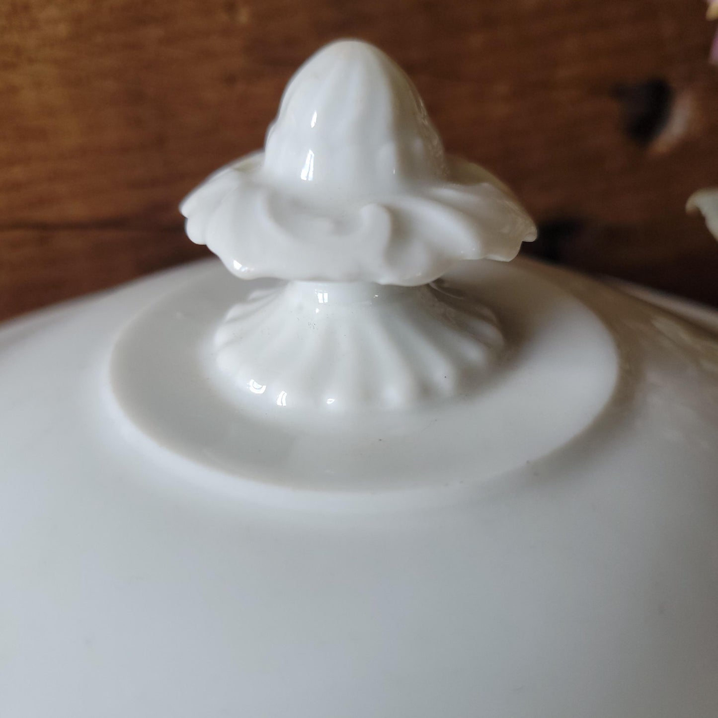 Rare antique Limoges white porcelain lidded hotplate soupiere / serving dish, c. 1910, France
