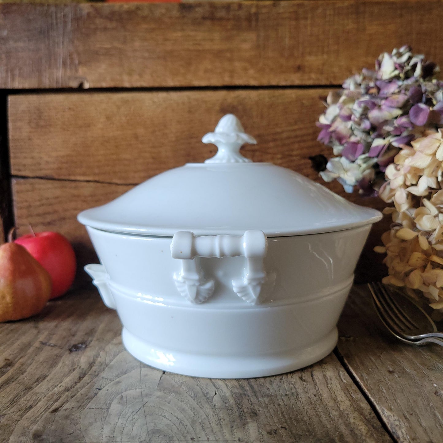 Rare antique Limoges white porcelain lidded hotplate soupiere / serving dish, c. 1910, France