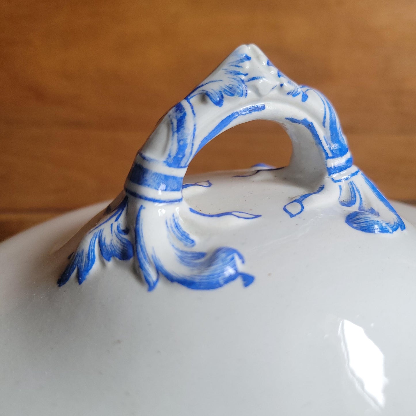 Large antique Copeland blue soupiere for Paris Central, c.1860