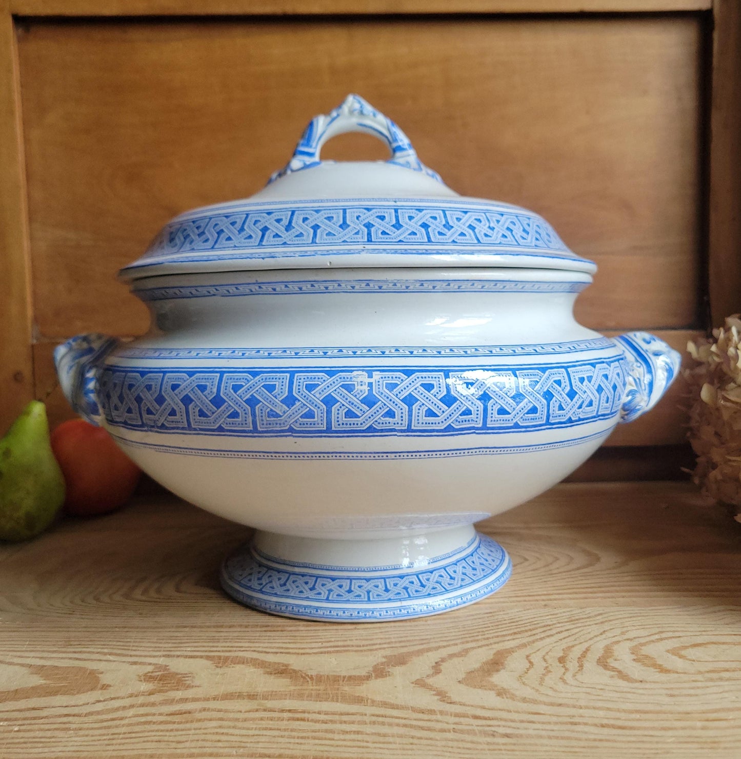Large antique Copeland blue soupiere for Paris Central, c.1860