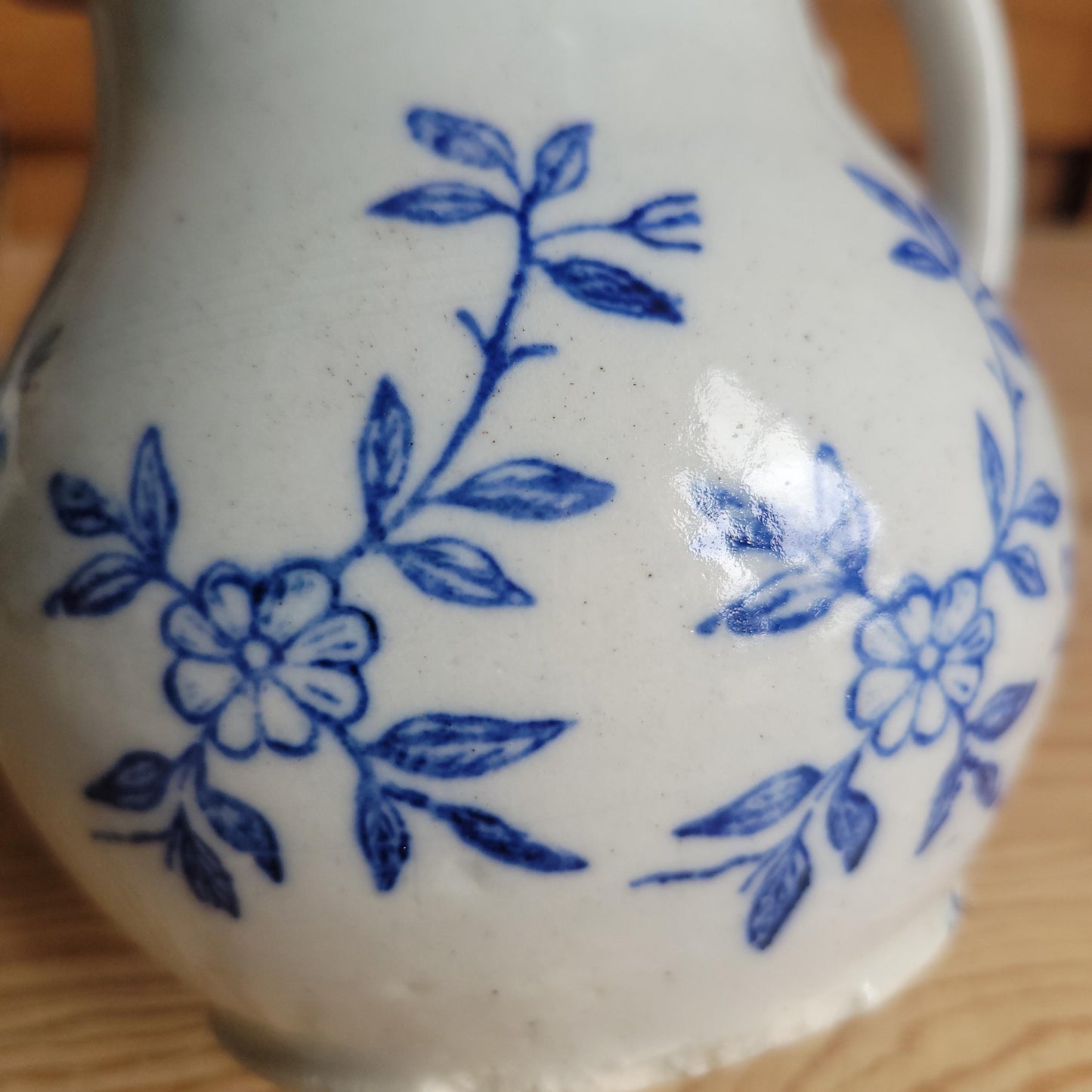 Set of 3 Matching Antique St Uze Pitchers, Blue Floral Decoration, France c.1910